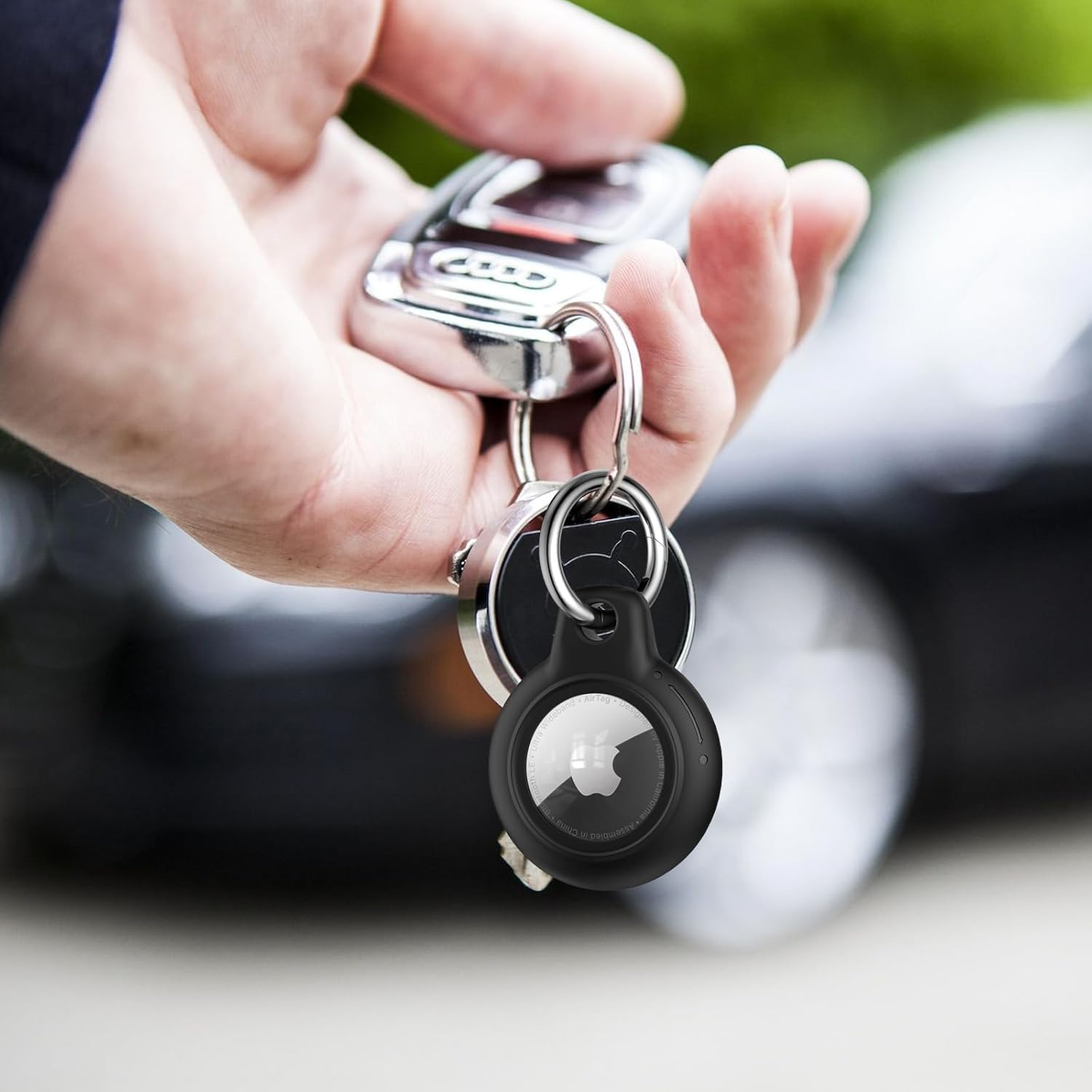 Leonids for Airtag Holder for Apple Airtag 2021, Waterproof & Anti-Scratch Protective Case with Anti-Lost Keyring for Pet Collar, Backpack, Luggage - Black image number 3