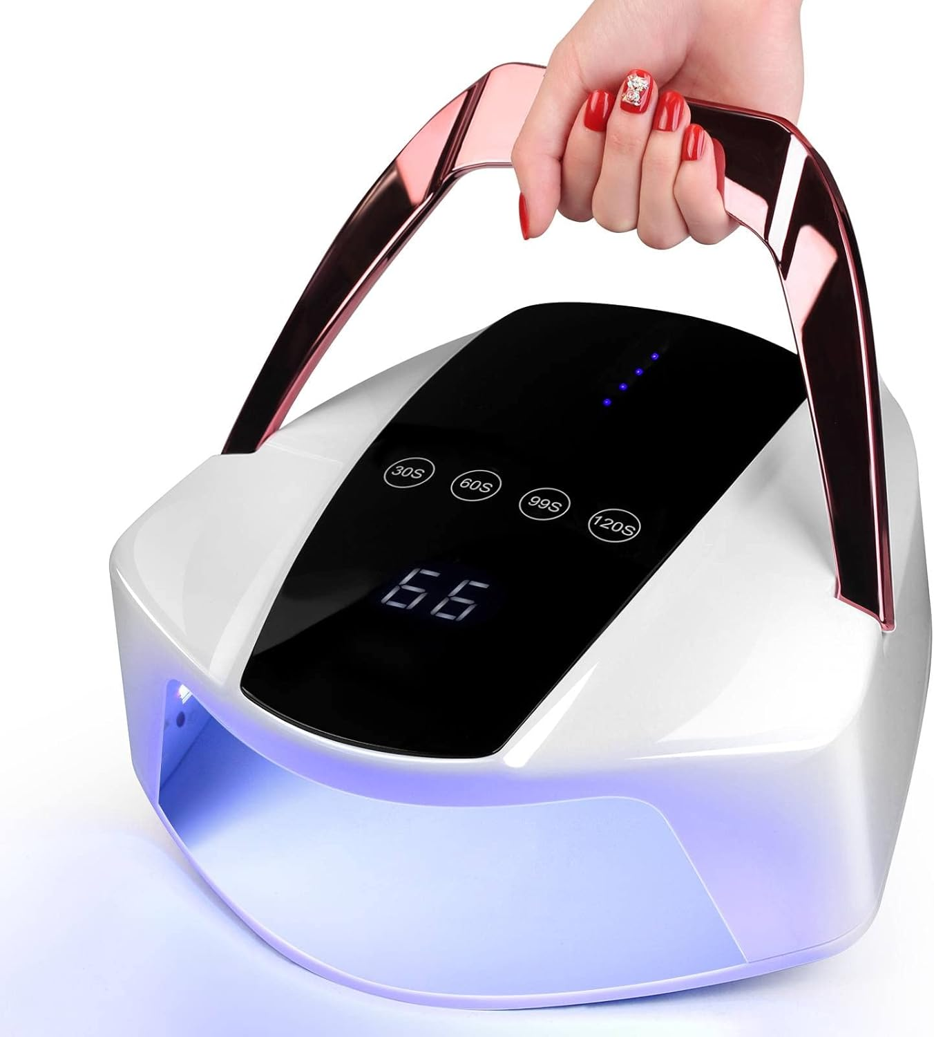 Cordless Wireless UV LED Nail Dryer ，96W Rechargeable UV LED Nail Lamp with Portable Handle and USB Port, Multi-Function UV Gel Polish Nail Lamp Light for Nails Art Polish Manicure image number 3