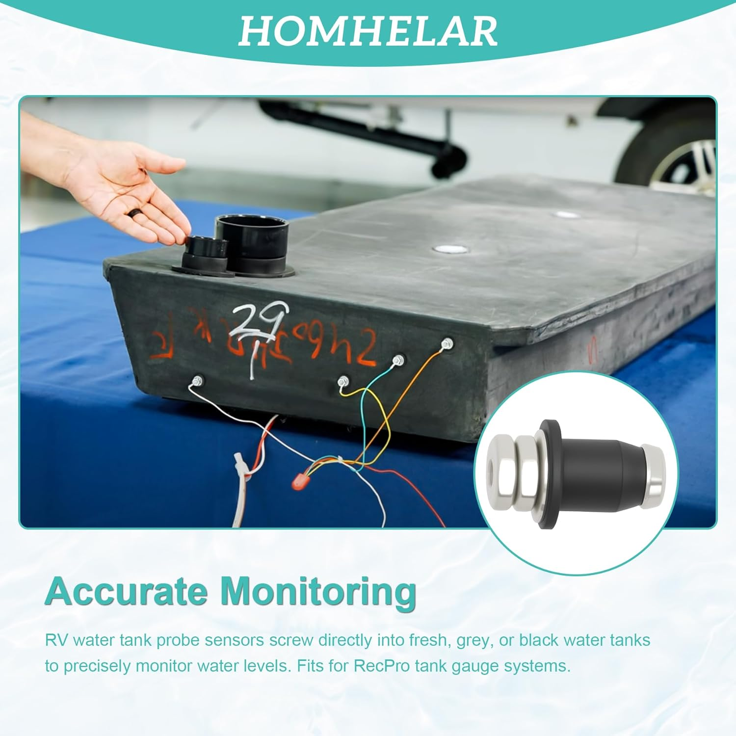 RV Water Tank Probe Sensors, Screw-In Water Level Sensors for Fresh Water, Gray Water, and Black Tank Waste Water (12-Pack) image number 2