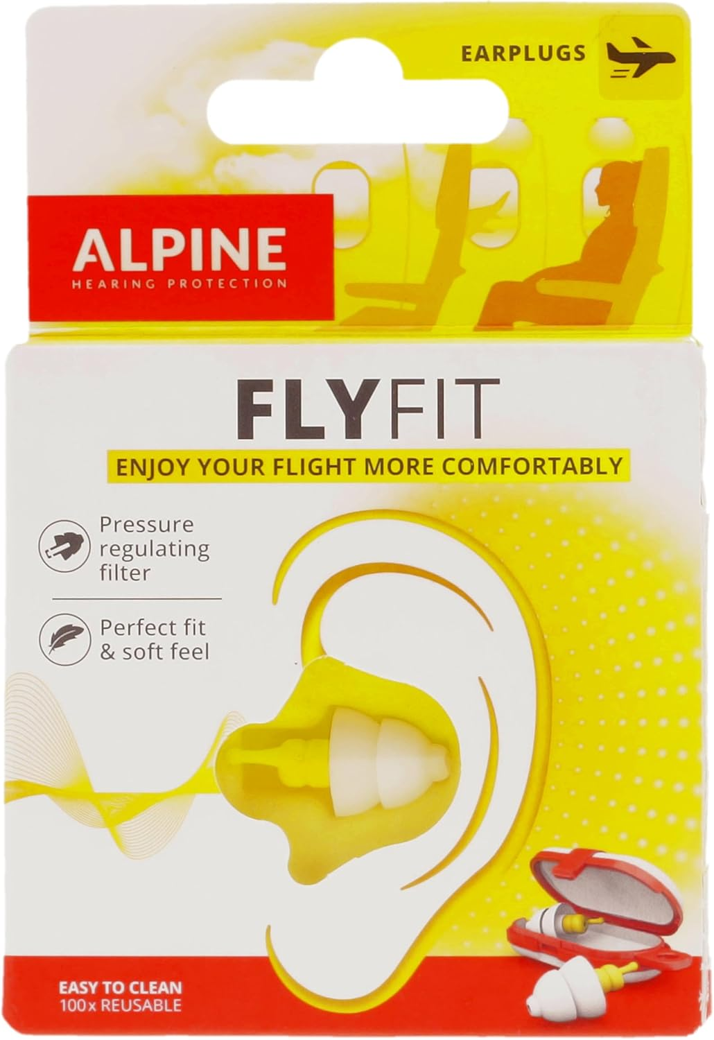 Alpine Hearing Protection Flyfit Airplane Ear Plugs &ndash; Pressure Regulating Reusable Ear Plugs Prevent Ear Pain - Soft Travel Ear Plugs &ndash; Sleep or Chat with the Hypoallergenic No Silicone Earplugs image number 6