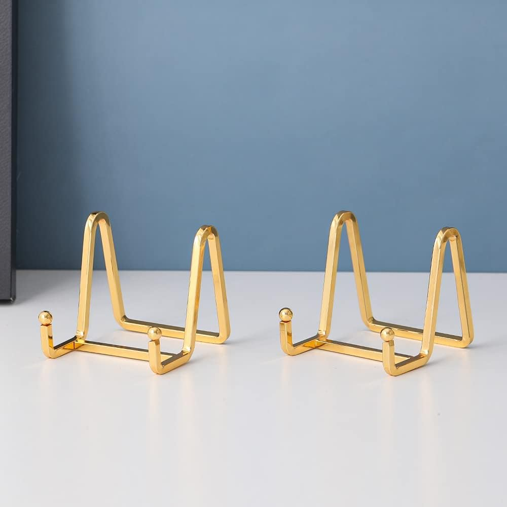 LABUBU Plate Holder Easel Display Stand - 3 Inch Metal Plate Stands for Display - Tabletop Picture Stand - Gold Iron Easels for Display Pictures | Photo Frames | Book | Decorative Plates | Plaque - 1 Pack image number 2