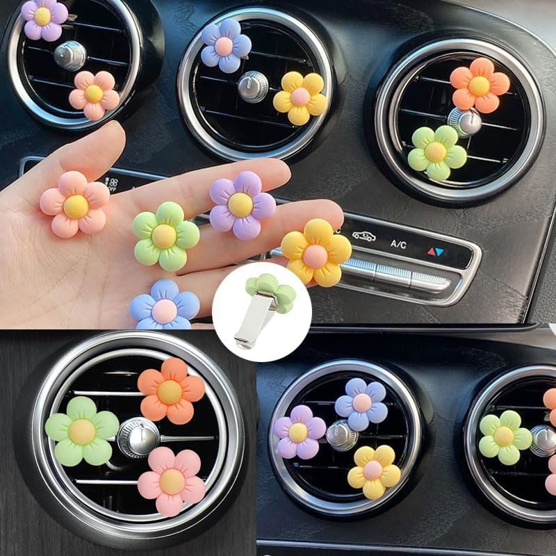 6Pcs Daisy Flower Car Air Vent Clips &ndash; Cute Floral Car Air Freshener & Decor Accessories for Women, Car Interior Vent Clip Charms image number 1