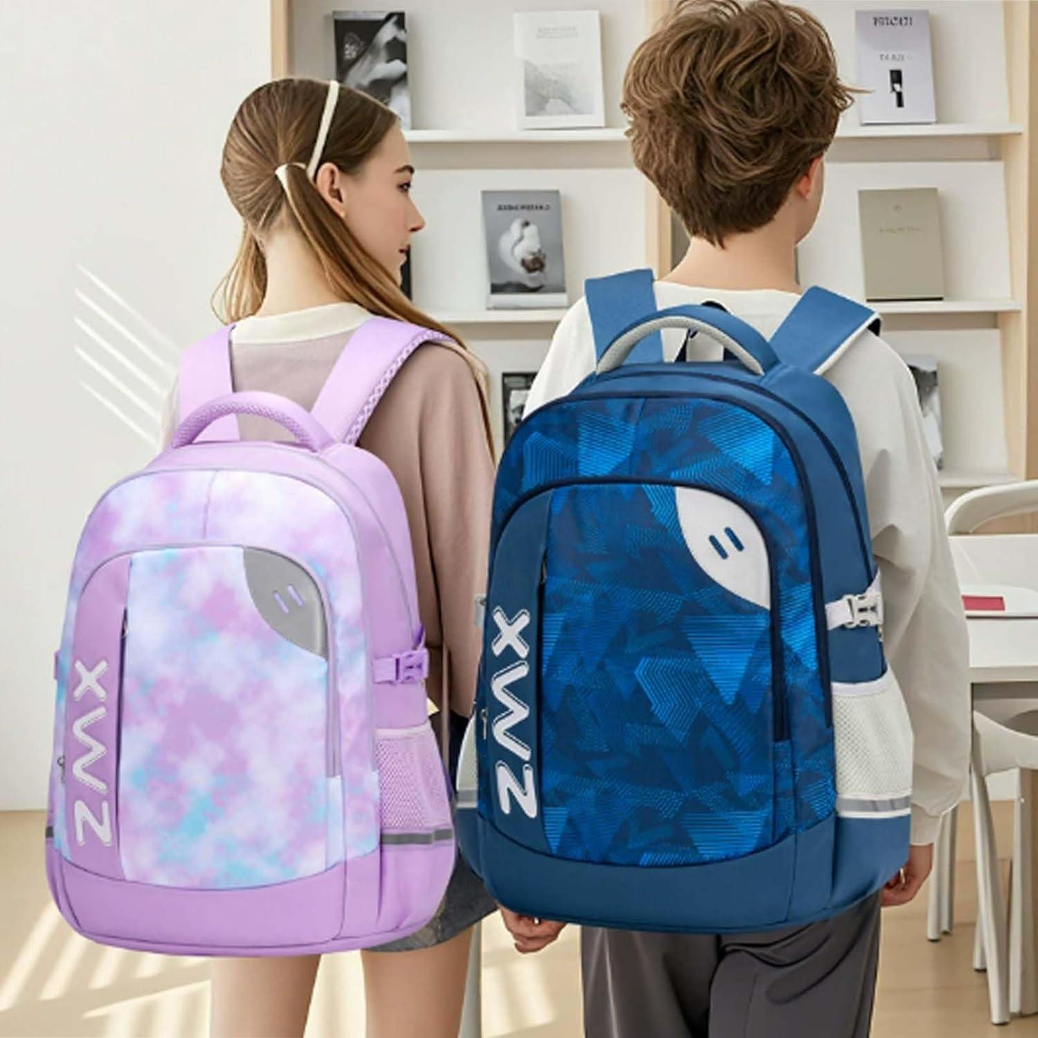 36L Backpack for Boys-Girls, Elementary Middle School Bags for Kids Bookbag, Children Bookbag, Nylon Waterproof Resistant Backpack - Blue image number 5