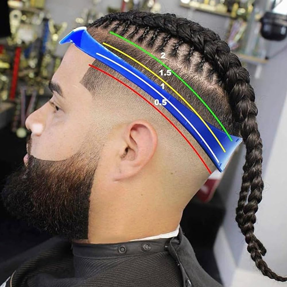 2PCS Adjustable Hair Trimming Guide and Neckline Shaving Template,Silicone Haircut Band,Diy Self Haircutting System,Shaving and Keeping a Clean and Straight Neck Hairline,Easy Use Tool Soft Portable (Blue) - Blue image number 6