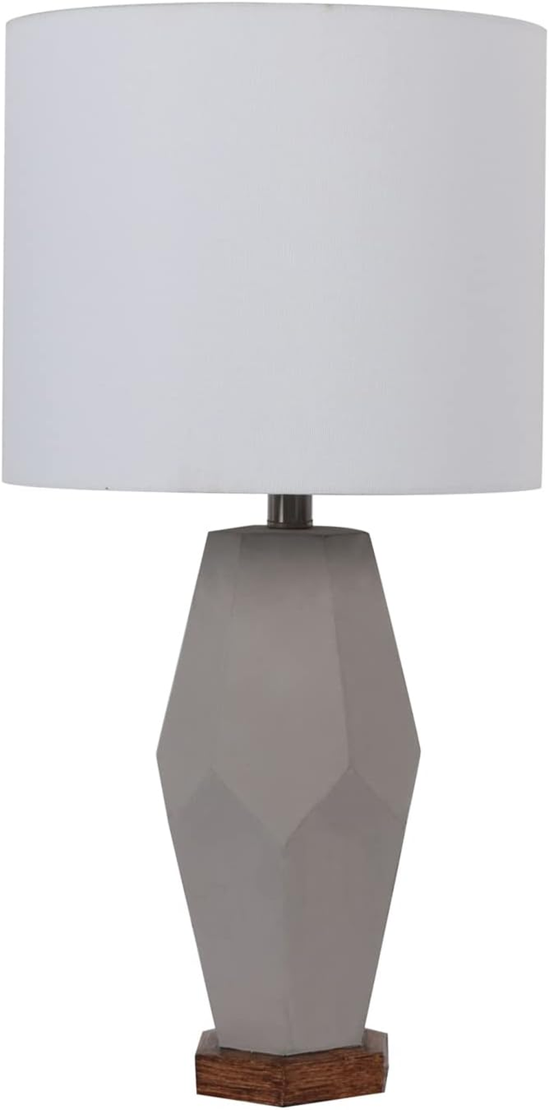 Salesbay Table Lamp Desk Lamps Bedside Side Light Reading Grey Ceramic Blend Wooden Lighting