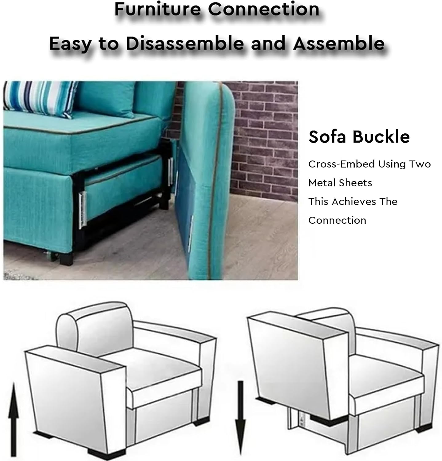 4Pcs Furniture Connectors Sectional Sofa Connector, Diagonal Bolts, Sofa Fixing Bolts, Interlocking Sofa Connector Bracket, Bed Frame Accessories for Sofas & Modular Furniture (Gold Color, 12Cm) image number 4