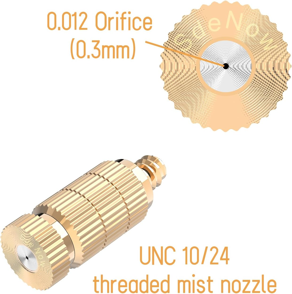 Brass Anti-Drip Fogging Spray Head Outdoor Cooling System, 0.012" Orifice (0.3Mm) 10/24 UNC Thread Misting Nozzle, 20 Pcs
