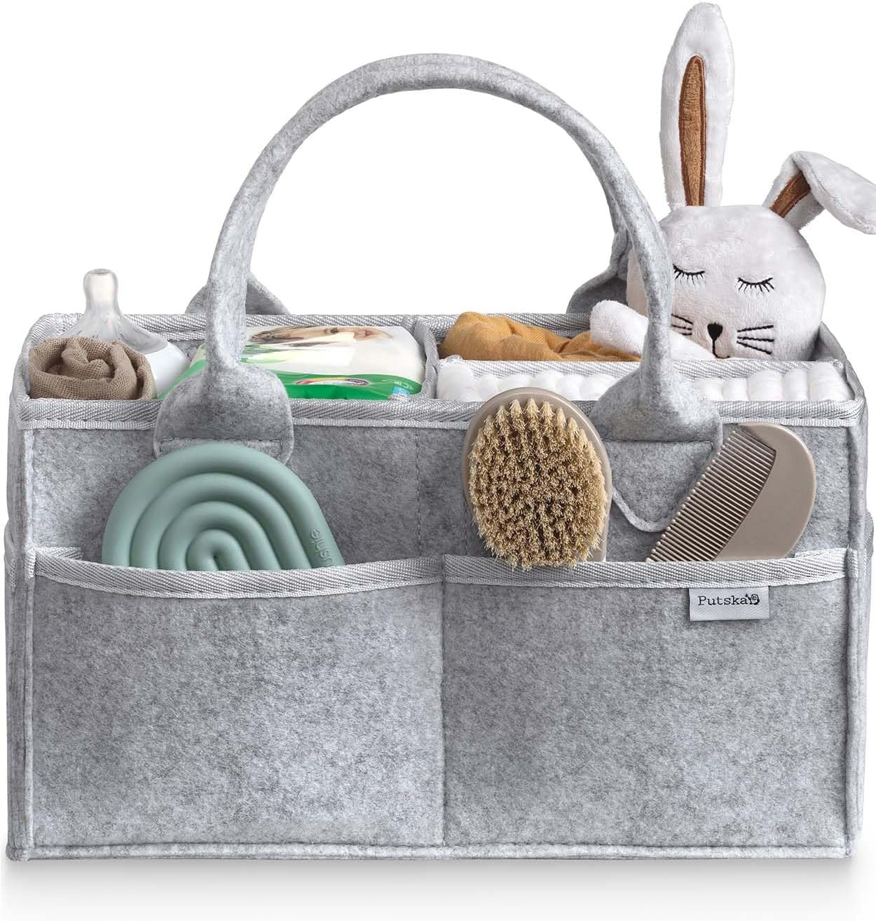 PUTSKA Baby Diaper Caddy Organizer - Nursery Storage Basket for Diaper Station, Baby Basket Shower Gift List and Registry Must-Have, Newborn Essentials, Nursery Decor for Boy or Girl - Mocha,Xl