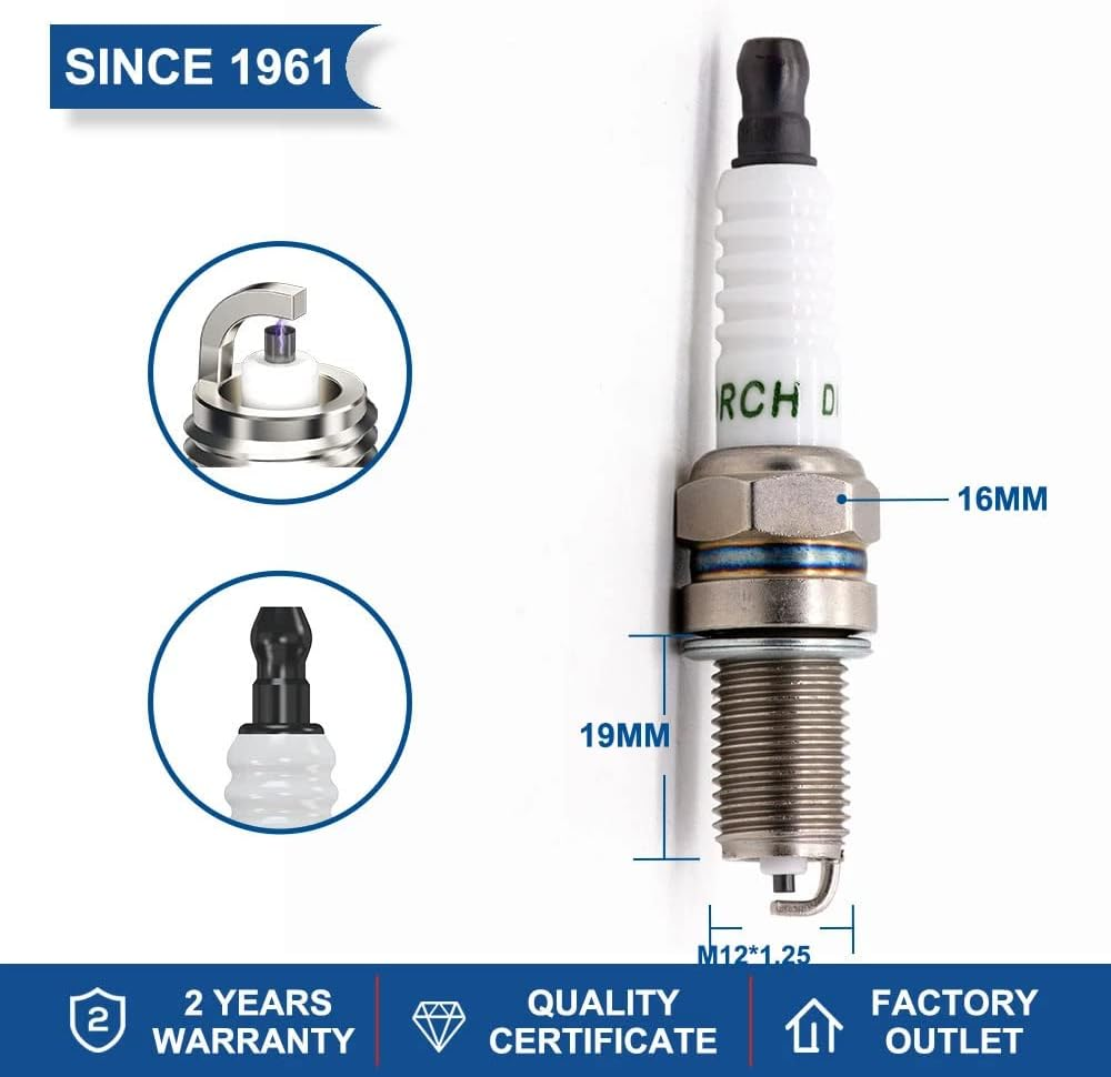 TORCH DK7RTC Spark Plug Repalce for DCPR7E Spark Plug, for YR7DC+ Spark Plug, for 809/8809/OE083/RA6HC/RA8HC Spark Plug, for IXU22/VXU22/XU22EPR-U/XU22TT Spark Plug, OEM image number 3
