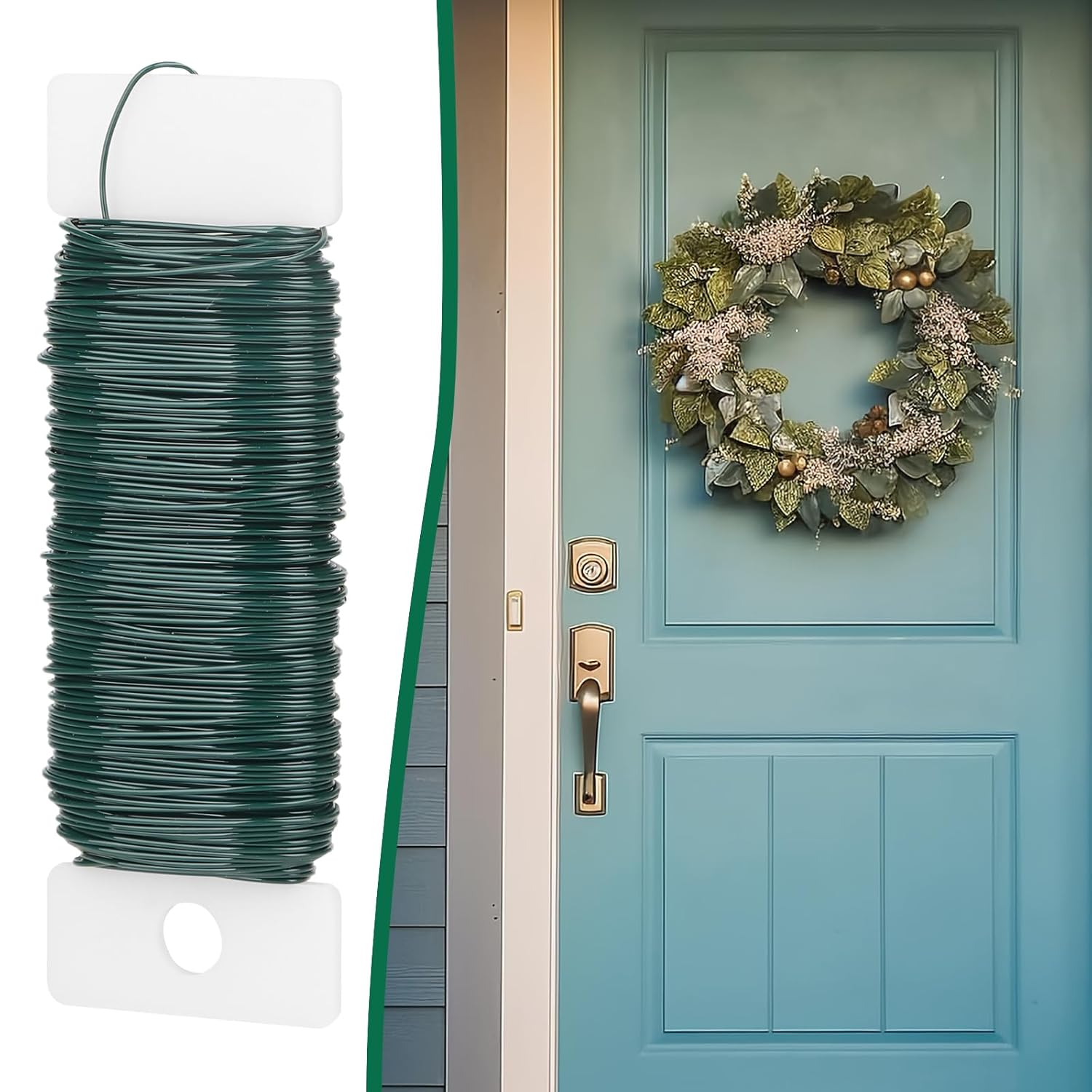 Green Floral Wire, 38 Yards 22 Gauge (0.7Mm) Flower Bind Wire Craft Supplies, Perfect for Florist, Christmas Tree Gift Making, Wreath Frame, Floral Arrangements image number 1