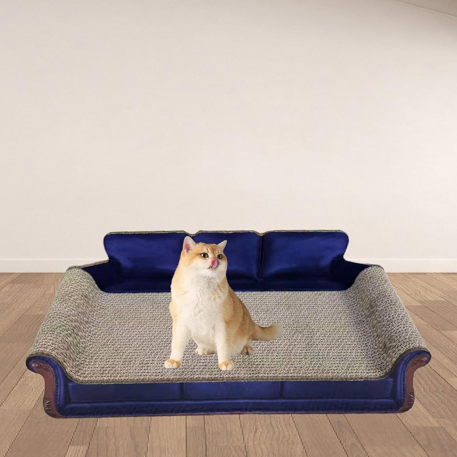MFMEXUL Cat Scratcher, Sofa Bed, Protects Carpets and Sofas, Pet Toy, Cardboard Bed for Resting, Blue - Blue image number 4