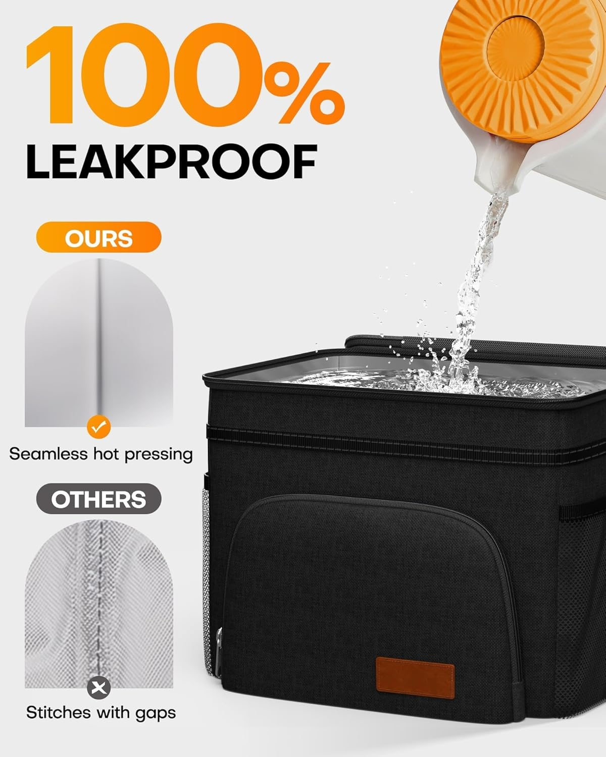 Insulated Lunch Box, Leakproof Insulated Lunch Box, 15L Soft Cooler Cooling Tote Bag, with Adjustable Shoulder Strap, Reusable Lunch Bags for Adult Men, Women, for Work, Picnic (Black) image number 3