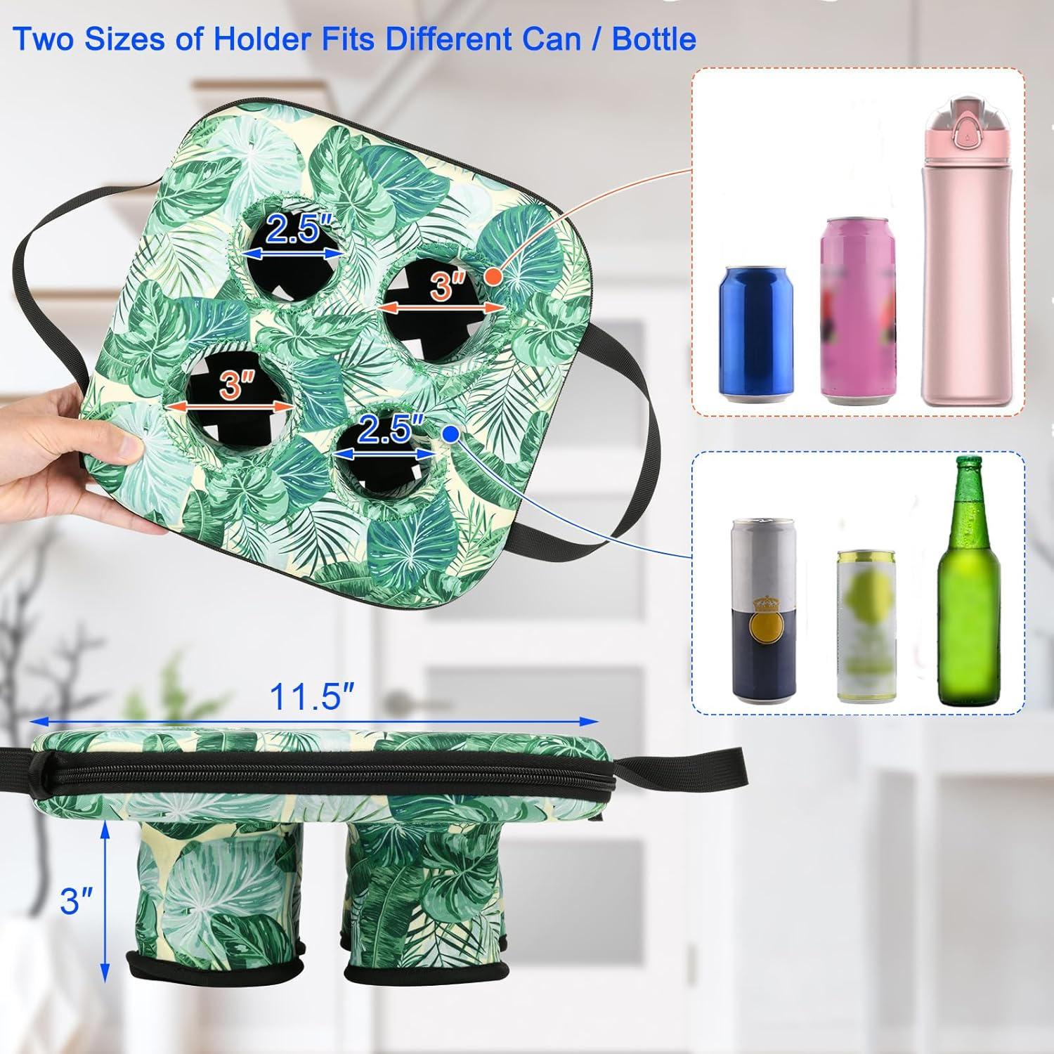 Cosmos Floating Drink Holder Pool Beverage Float Cup Coaster Non-Inflatable Floating Refreshment Drink Tray Holds 4 Pcs Beer Can/Bottle/Coffee Cup/Tumbler for Beach Hot Tub Pool Party Water Fun image number 6