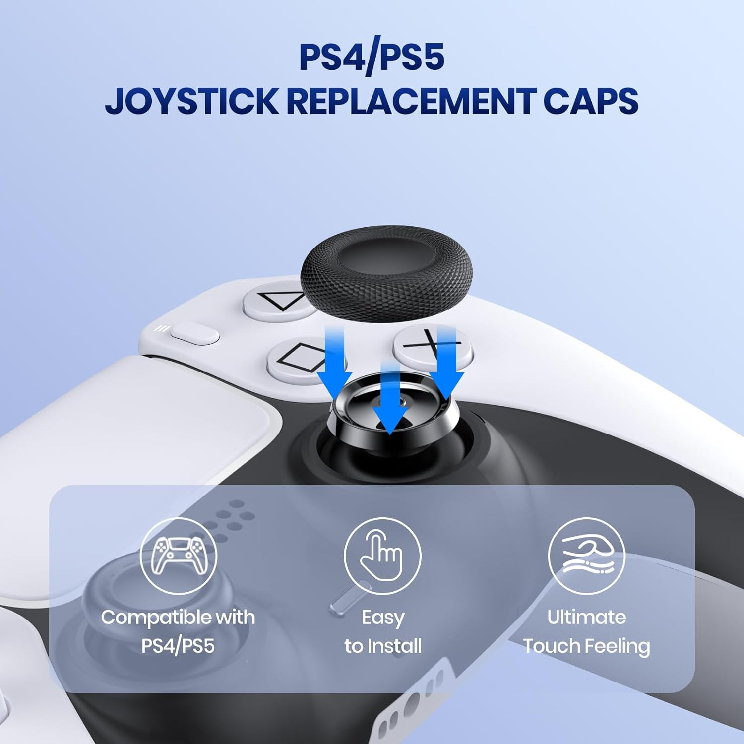 NEWDERY Joystick Replacement Grip Caps for PS4/PS5 Controller, PS5/PS4 Thumb Grips Caps, Anti-Stickiness, Anti-Slip, Anti-Scratch, Anti-Fingerprint, PS4/PS5 Joystick Caps Replacement Parts-(10Pcs) image number 5