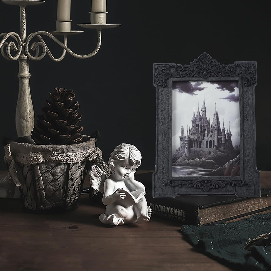 SIKOO Gothic Picture Frame 5X7 Vintage Picture Frames Antique Picture Frames Ornate Black Picture Frames Baroque Frames Wall Picture Decor Halloween Decorations Tabletop Decor Photo Gallery,Black image number 3