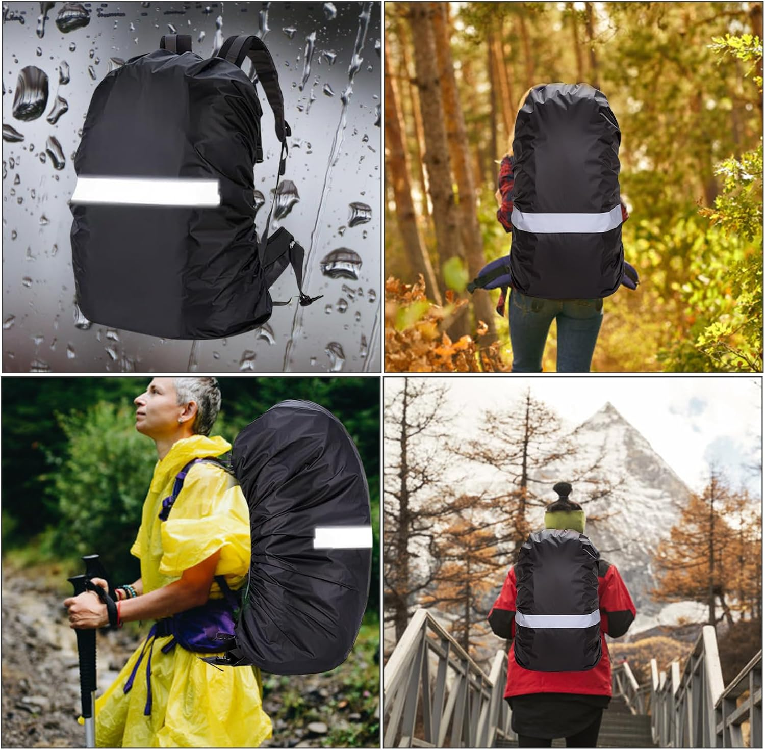 Waterproof Rain Cover for Backpack 35L Reflective Rucksack Rain Cover Schoolbag with Adjustable anti Slip Cross Buckle Strap for Outdoor, Hiking, Camping, Traveling, Cycling image number 6