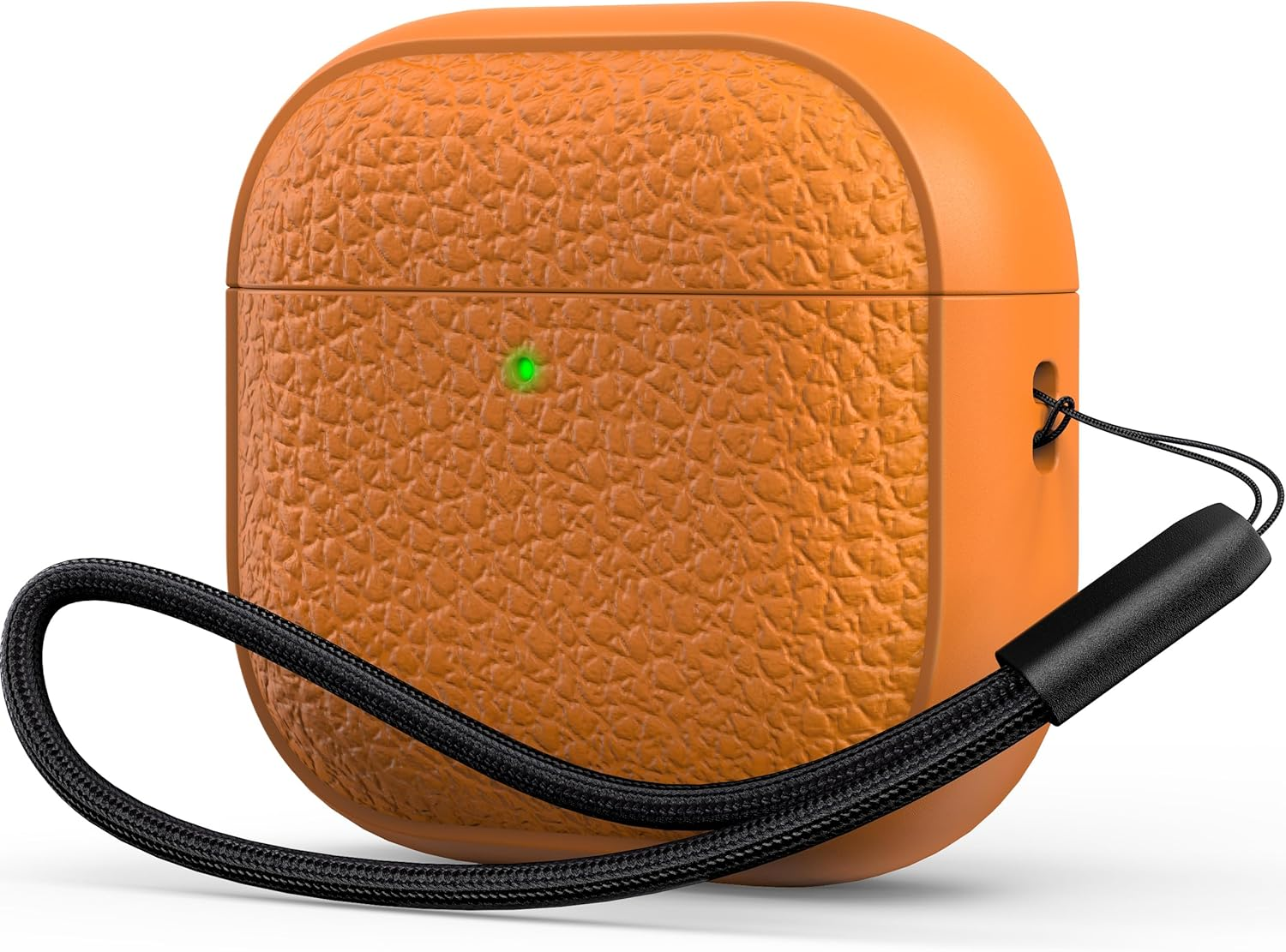 R-Fun for Airpods 4 Generation Case,Soft Leather Drop Protection Cover for Men and Women with Lanyard and Cleaner Kit, Compatible with Apple Latest Airpods 4Th Gen(Usb-C)(2024)-Orange - Black image number 3