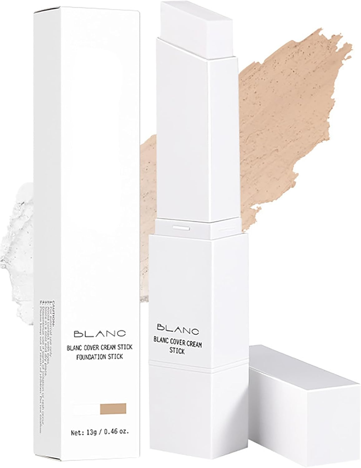 Blanc Cover Cream Stick V White - Korean Color Changing Foundation Stick with Brush Head,Double-Head Design,Medium to Full Buildable Coverage,Moisturizing & Waterproof for All Skin Types(#4 MEDIUM)