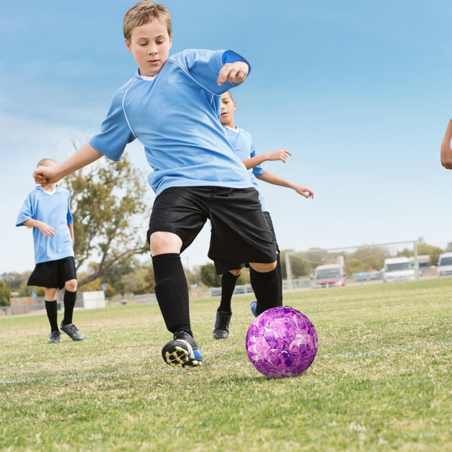 BYAOSUN Soccer Ball Size 3 for Kids, Premium TPU Toddler Soccer Balls Interactive Indoor Outdoor Sports Toys for Kid Children Boys Girls Teenager Schoolboys Birthday Gifts image number 4