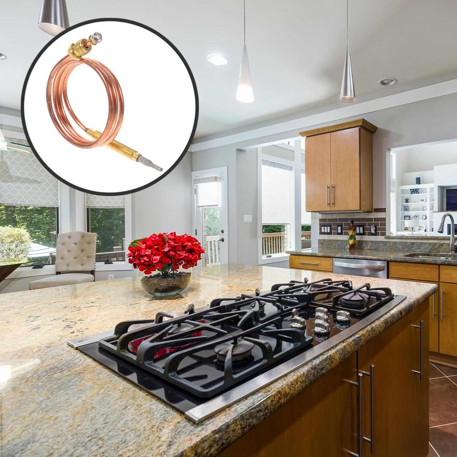 JECOMPRIS Fireplace Thermocouple 600Mm Stove Thermocouple BBQ Grill Thermocouple Temperature Sensor image number 5