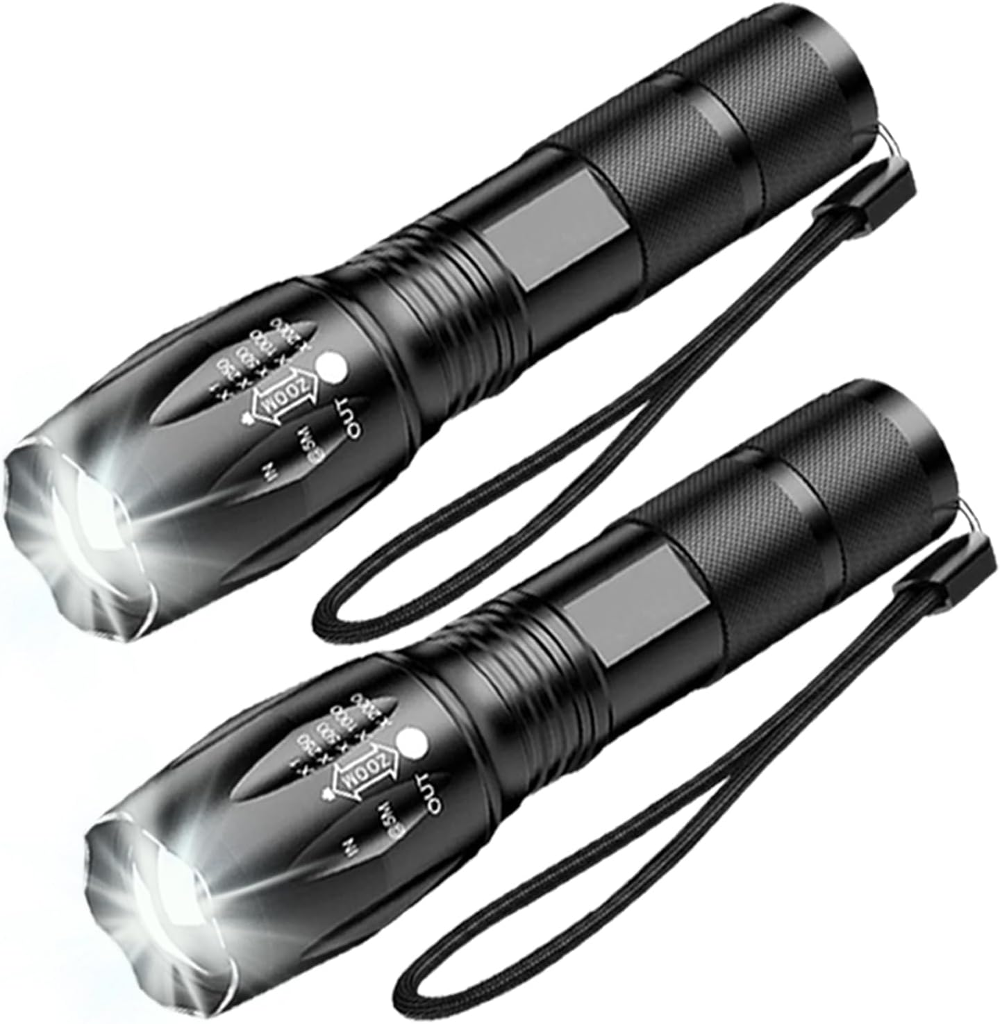 HYVCZP 1/2/3 Pack ​LED Torch,Super Bright Flashlight,5 Modes Adjustable Focus, Waterproof Lightweight Mini Handheld Torch for Camping, Home, Emergency, Hiking, Outdoor (2 Pack)
