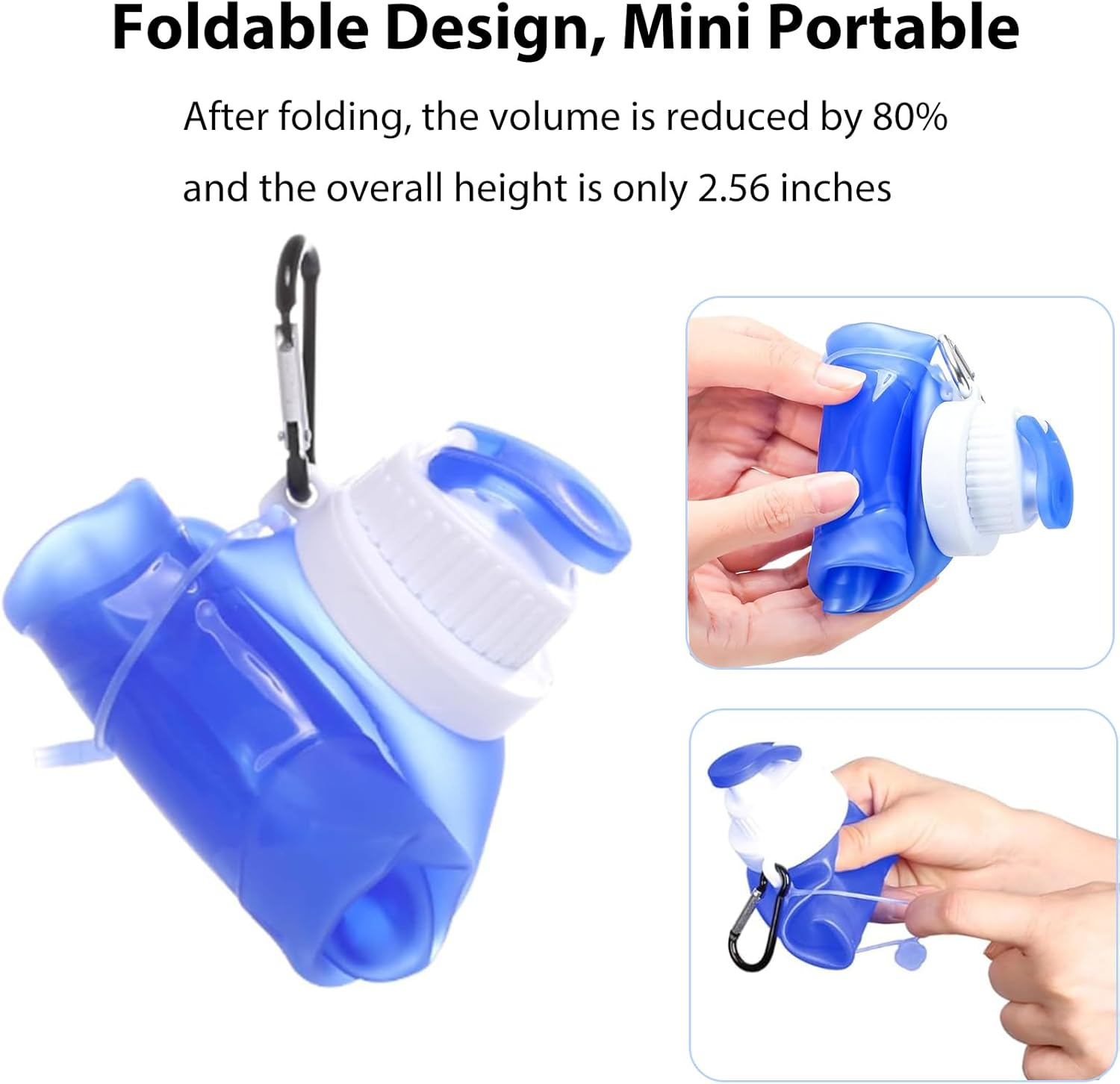 RUNGOS Collapsible Water Bottle for Travel Essentials [Double Lock Cap Leak Proof] [Half Transparent] BPA Free Silicone, Rollable Foldable Water Bottle with Clip for Backpack Outdoor Hiking Riding Etc image number 3