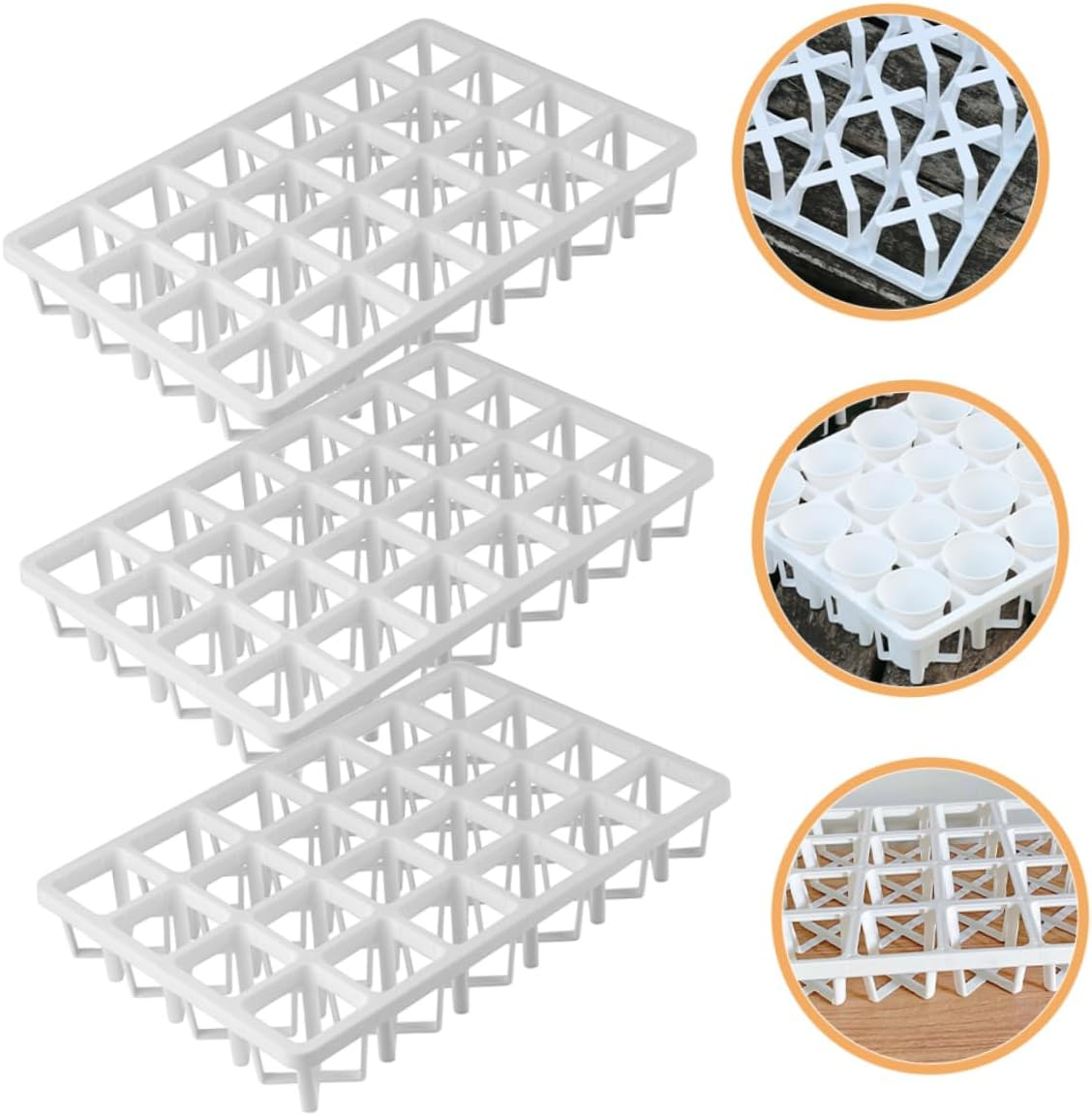 Kisangel 3Pcs Plant Pot Racks for Indoor Gardening Square Hole Vegetable Germination Trays Planter Holders for Seedlings Space-Saving Nursery Pot Brackets image number 3