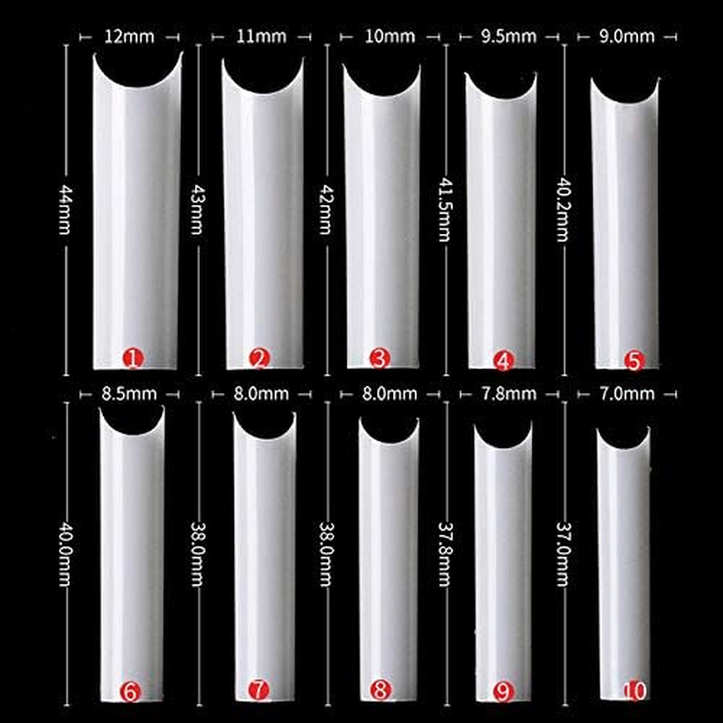 Yimart Long C Curved False Nail Tips - C Curved Nail Tips - Long C Curve False Nails - 200Pcs XL C Curve Fake Nails Premium Square French Acrylic Nail Tips (Natural with Box) image number 4