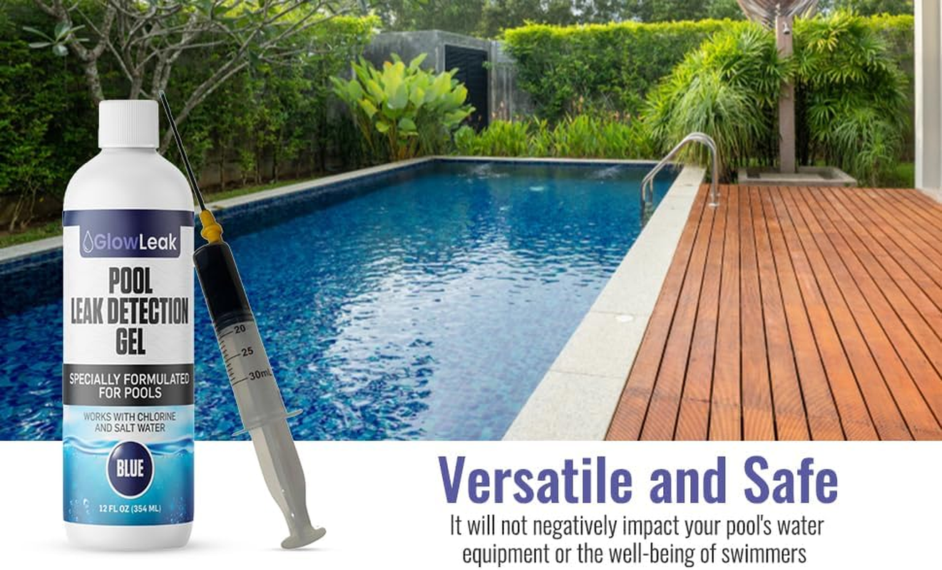 Pool Leak Detector + Precision Applicator with 50% More Underwater Leak Identification Dye for All Pool Types, Pool Leak Detection Kit (12 Fl Oz) Blue image number 1
