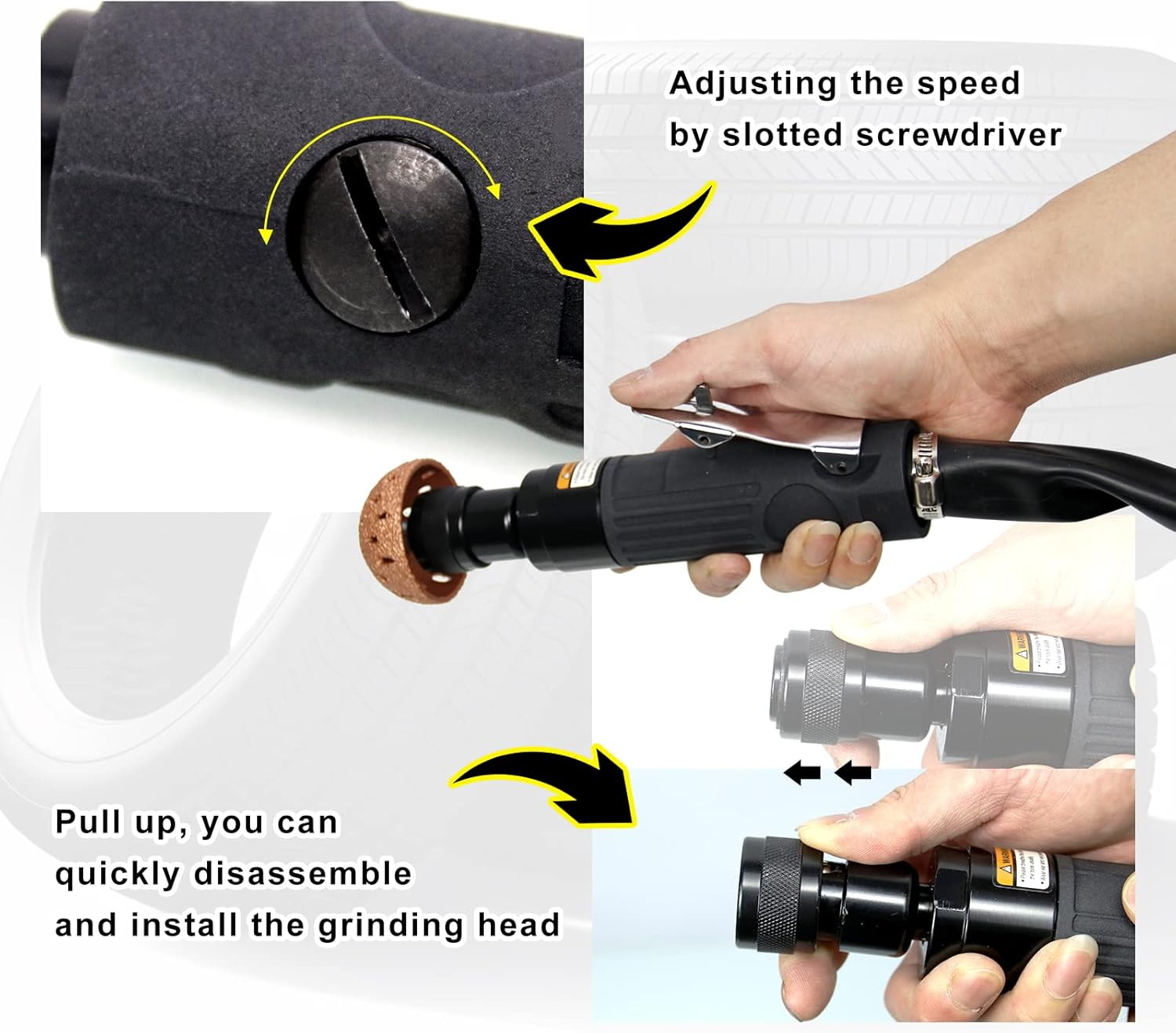 RYANSTAR Racing Tire Repair Set Includes 2500Rpm Low Speed Air Tire Buffer Tire Patch Roller Tire Inner Liner Scrapper 3Pcs Tungsten Steel Buffing Wheel 42Mm 55Mm - No Tire Roller image number 3