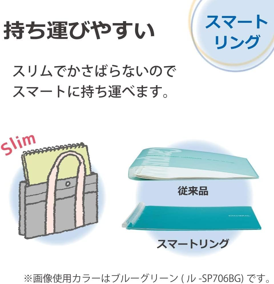 Kokuyo Campus Smart Ring Binder, up to 60 Sheets, B5, 26 Holes, Transparent (RU-SP706T) image number 6