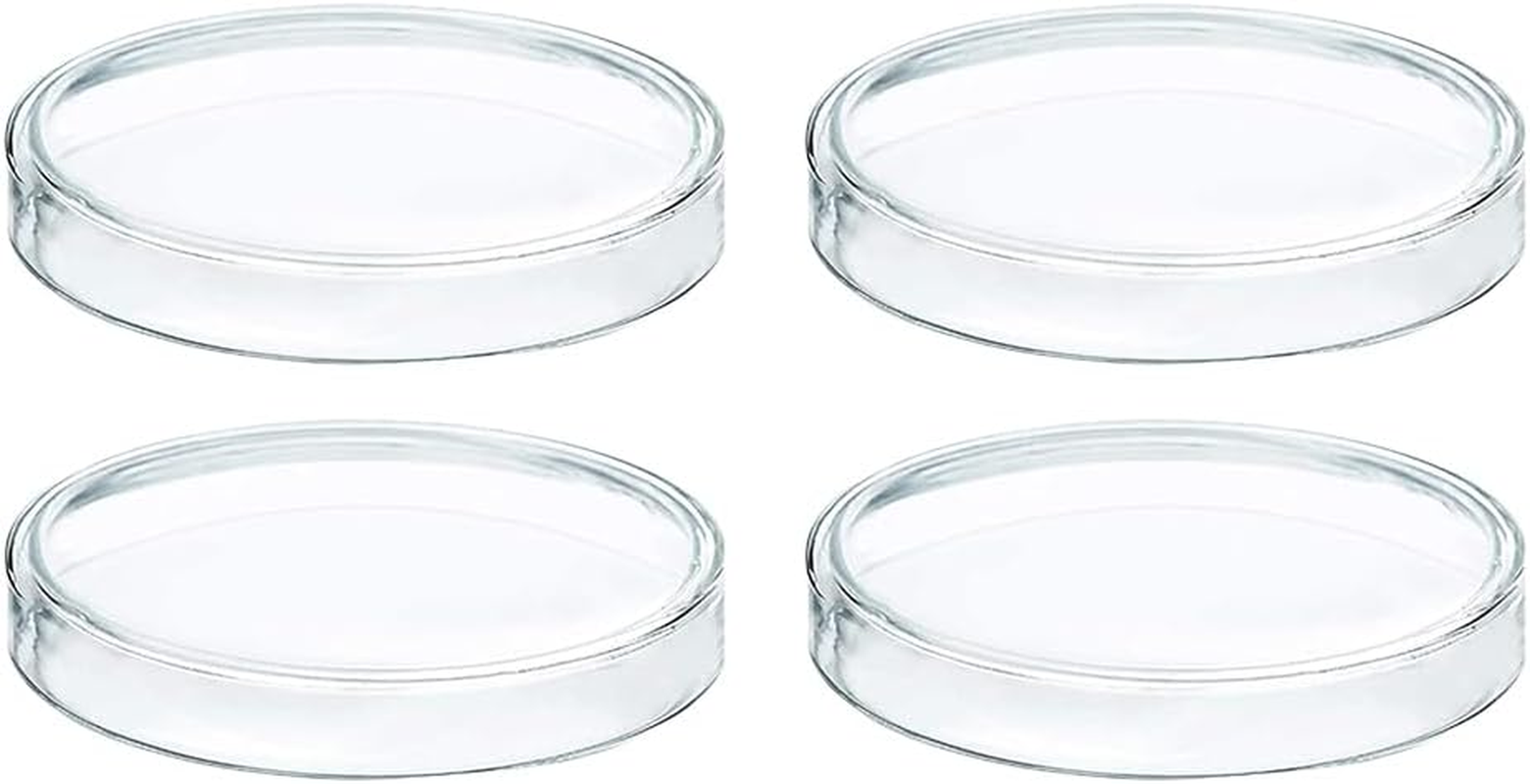 ULTECHNOVO 4Pcs High Borosilicate Glass Petri Dishes Professional Laboratory Petri Plates for Scientific Research Education and Experiments Heat Resistant and Easy to Clean