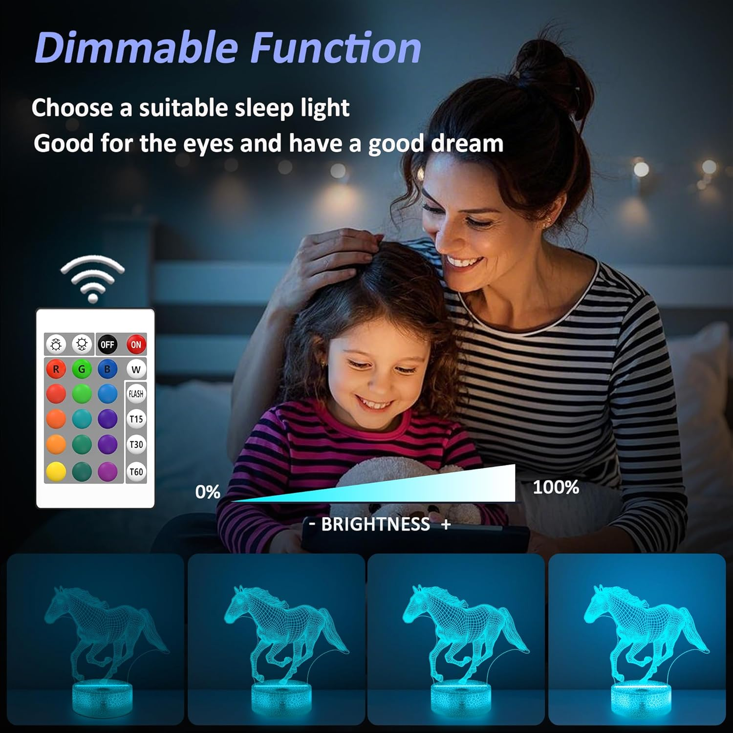 Horse Gifts for Girls, 3D Illusion Lamp, 3D Horse Night Light with 16 Colors Remote and Touch Control, Horses Decor for Kids Room, Girls Birthday Gifts