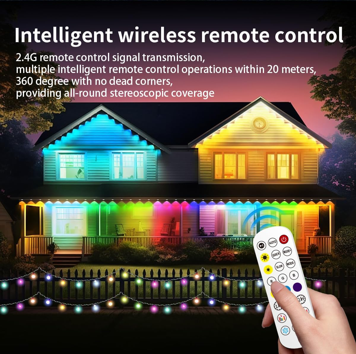 Permanent Outdoor Lights - 49Ft Smart RGB Outdoor Lights, Strips Waterproof Outdoor IP68 outside LED Eaves Lights with App Control,Music Sync Strip Lights for Eave, Roof, Party,Garde,Room Decor image number 1