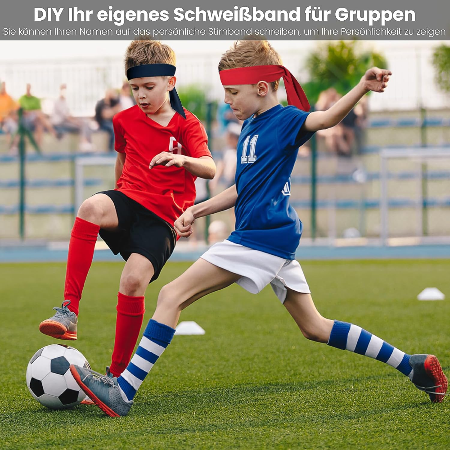 Sports Headband, Pack of 3 Tennis Tie Headband, Adjustable Sweatband, Bandana Cap, Unisex Headband, Sports Headwear for Women and Men, Running, Fitness, Yoga, Tennis (Black, Red, Navy Blue) image number 5