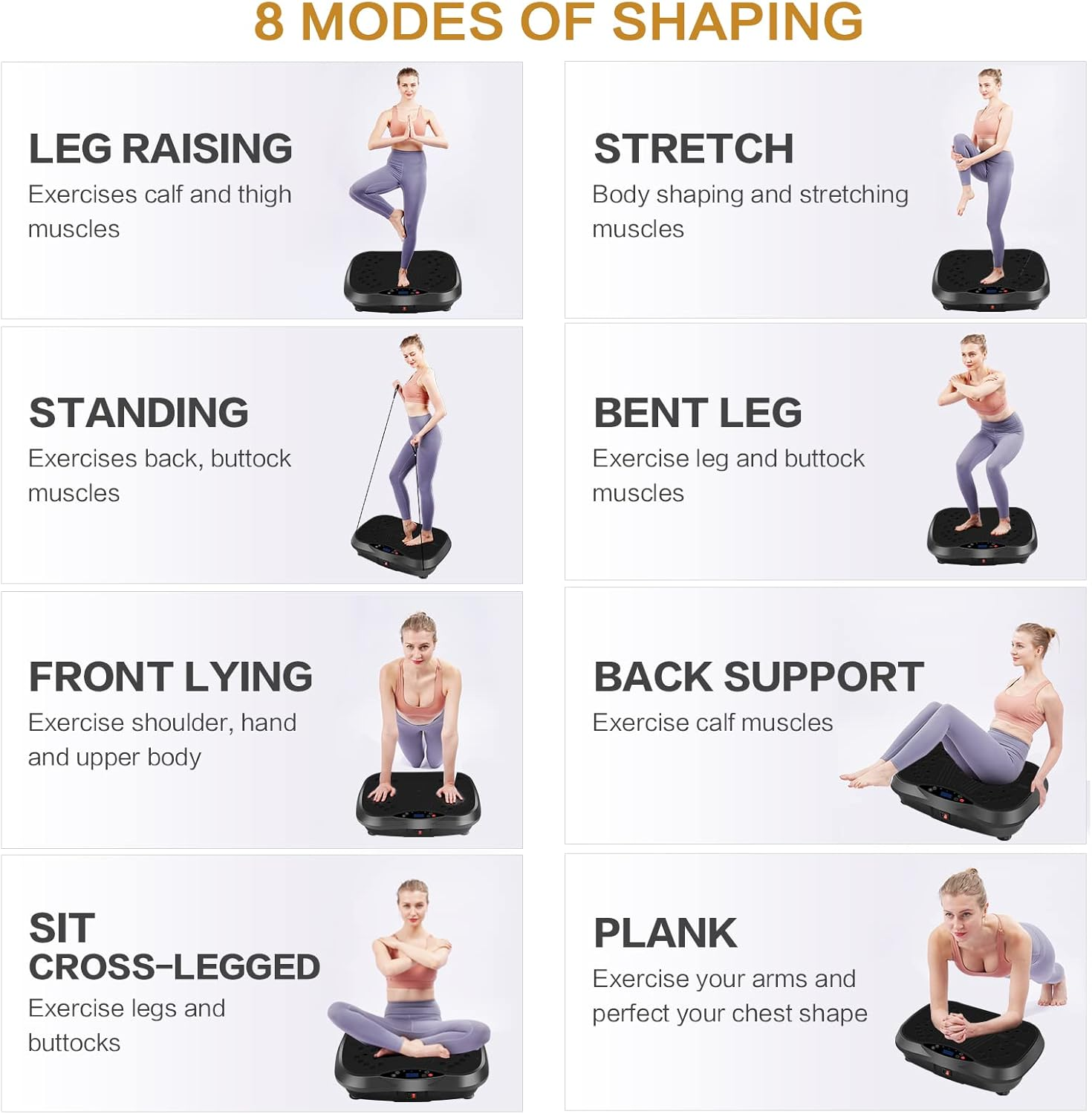 Yokele Vibration Plate Exercise Machine - Whole Body Fitness Vibration Platform - Home Training Equipment for Recovery & Wellness & Weight Loss + Resistance Bands + Remote (Black) image number 5