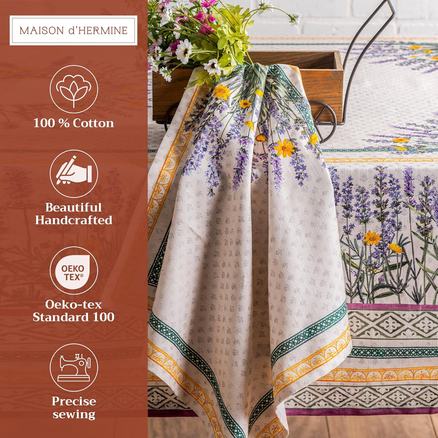 Maison D'Hermine Cloth Napkins Set of 4 100% Cotton Everyday Reusable Square Napkins Cloth Washable, Dinner, Party, Wedding, Restaurant, Spring/Summer (Fanny Lavender, 20" X 20") image number 4