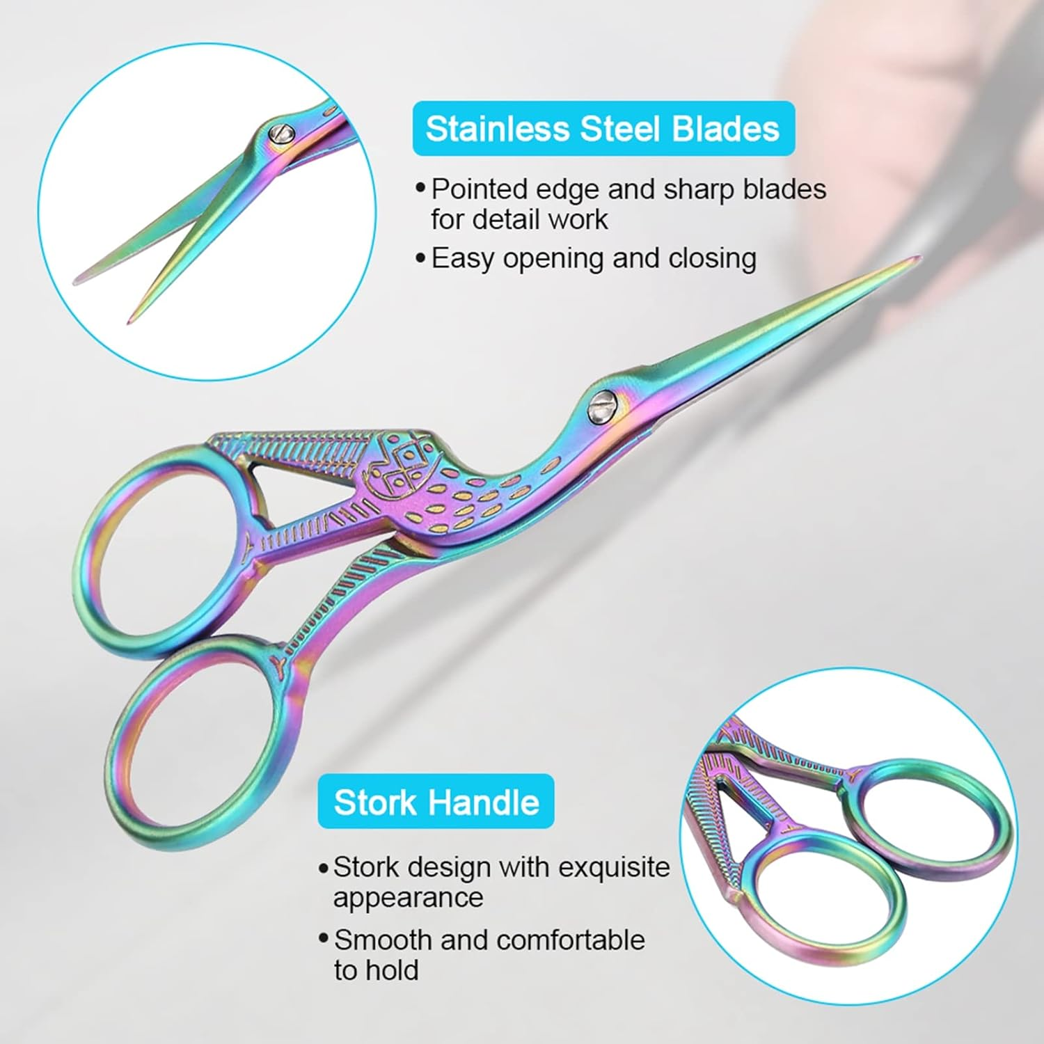 Scissors, Embroidery Scissors Pointed Edge for Embroidery Needlework image number 3