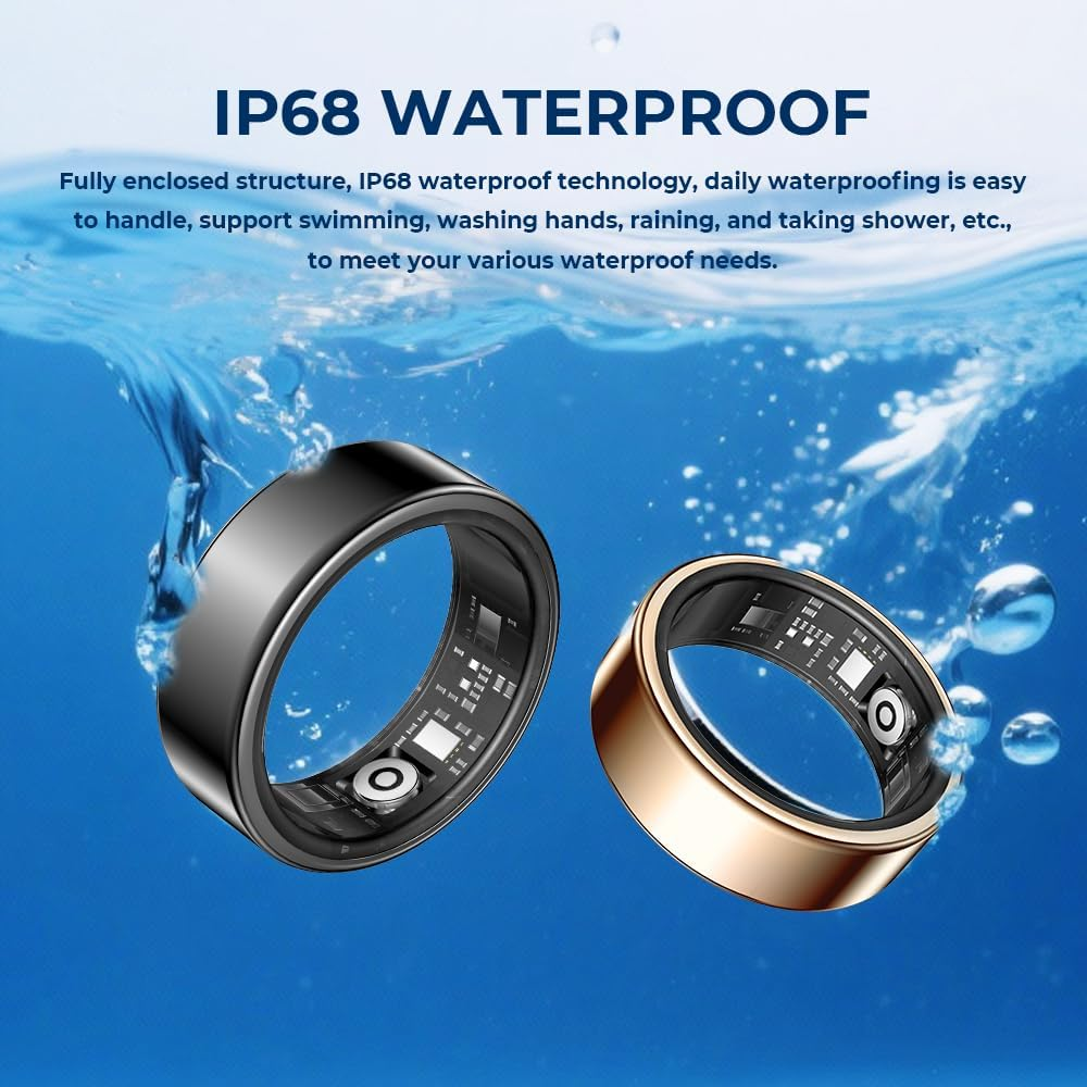 Smart Health Ring for Women Men Fitness Tracker with Step Counting, IP78 Waterproof for Iphone and Android image number 4