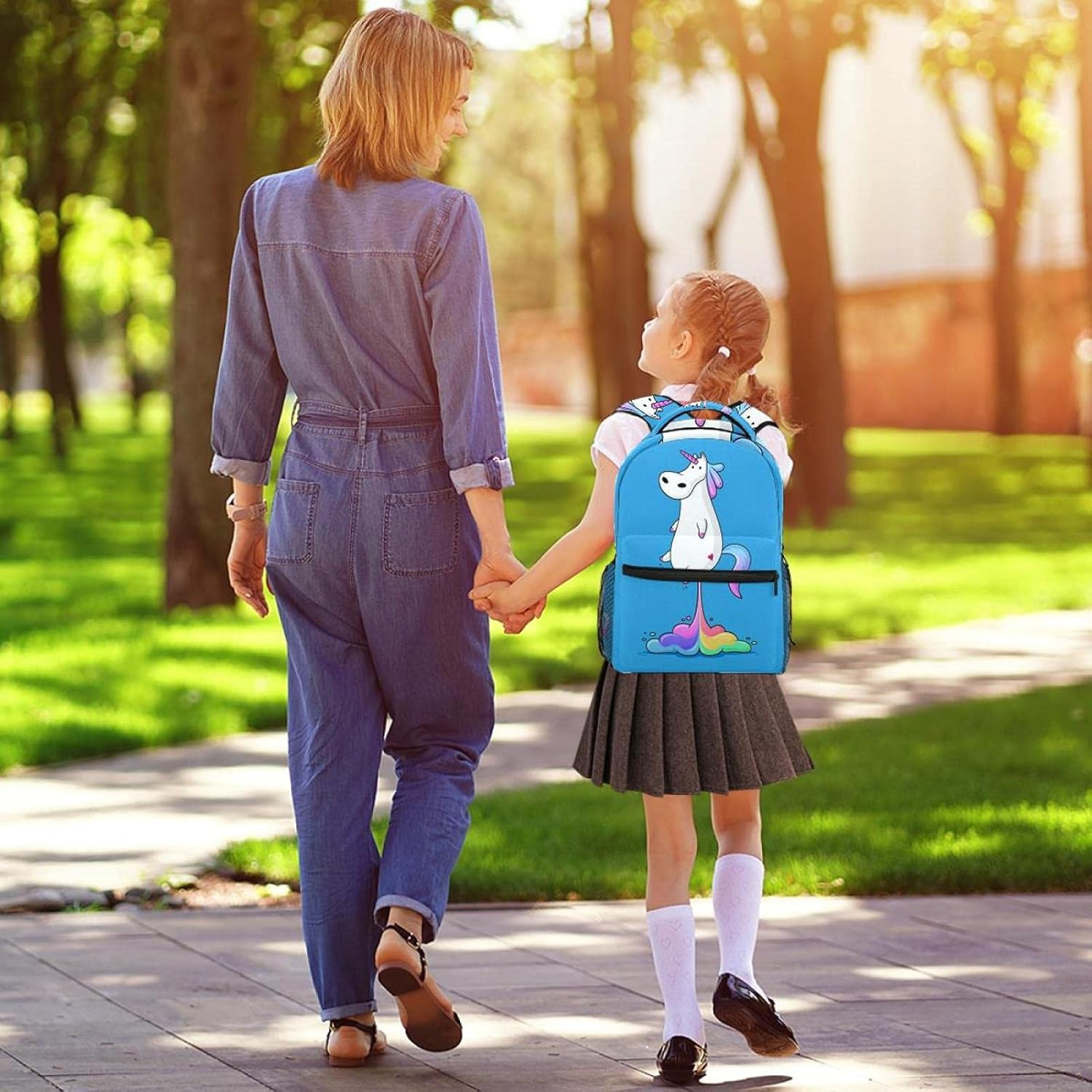 Cute Funny Unicorn Farting Rainbow Backpack Students Shoulder Bags Travel Bag College School Tote Backpacks image number 1