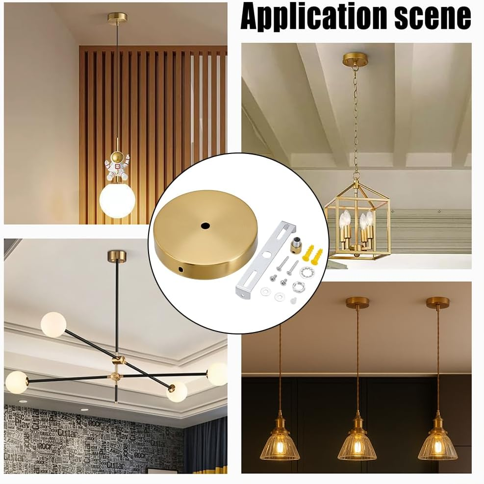 PH Pandahall 2 Sets 11.8 Cm Light Roof Kit Golden round Modern Chandelier Ceiling Plate Replacement Chandelier Canopy for Lighting Fixtures