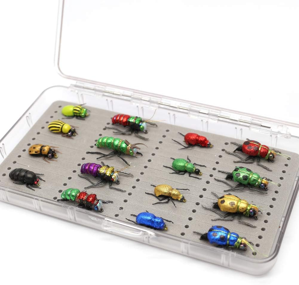 YZD Realistic Trout Hand Tie Fly Fishing Flies Collection Dry Wet Nymph Fly Assortment with Fly Box Lures Kits 12/16/18/22/36/48Pcs