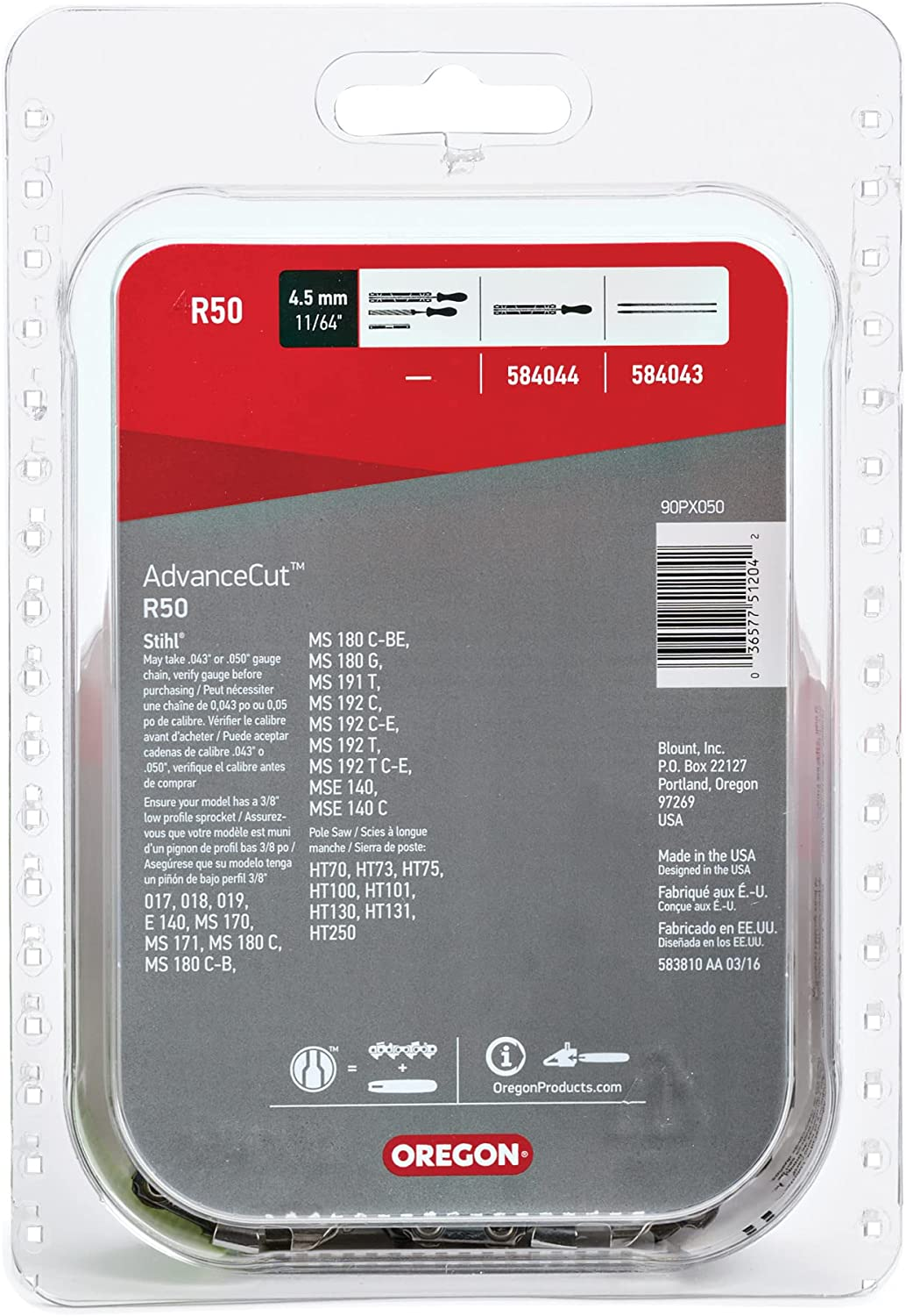 Oregon R50 Advancecut Replacement Chainsaw Chain for 14-Inch Guide Bars, 50 Drive Links, Pitch: 3/8", .043" Gauge, Fits Various Stihl Models image number 3