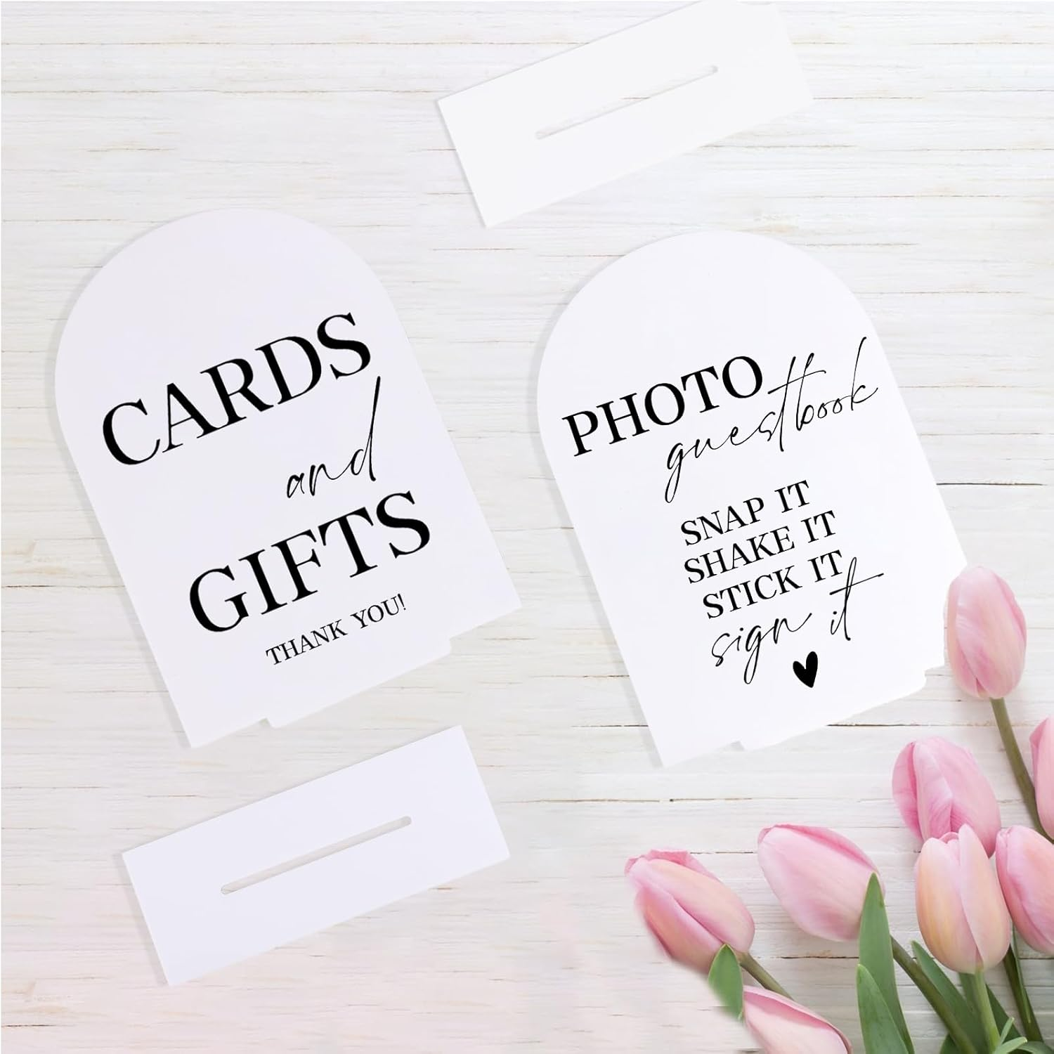 KOSKIMER Acrylic Wedding Signs - 2Pcswhite Ceremony & Reception Signage, 5X7 Inch Photo Guest Book Sign image number 3