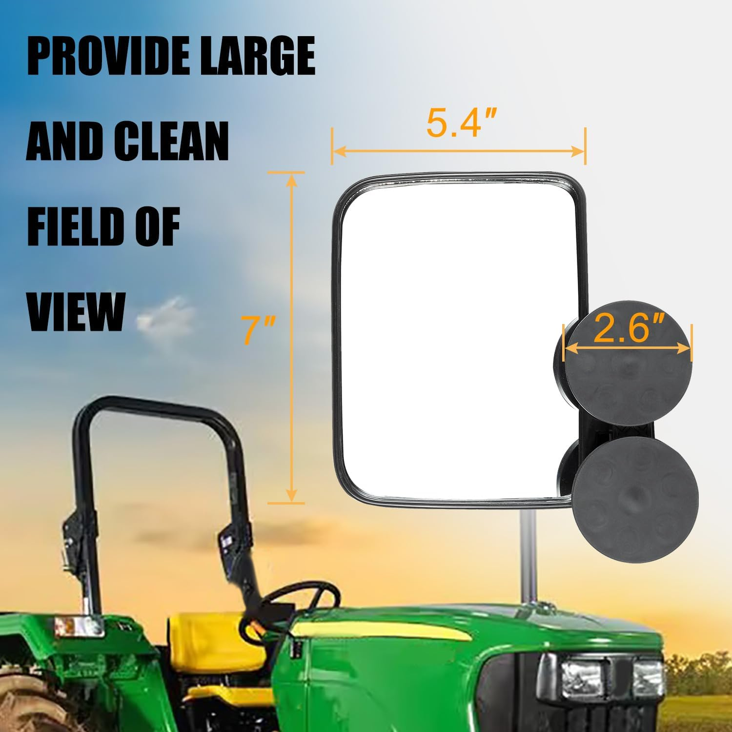 RANSOTO Tractor Side Mirrors, Strong Magnetic Mirror for Tractors, Forklifts, Small Dozers, Lawn Mower Compatible with John Deere, Kubota, Toyota