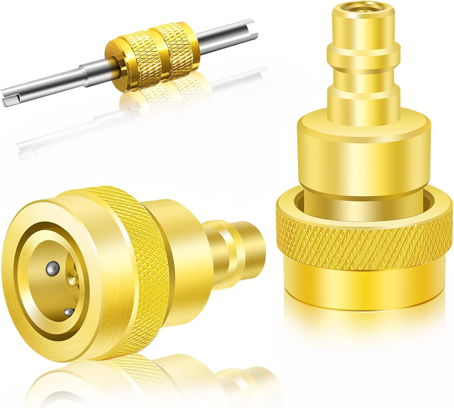 R1234Yf to R134A Adapter, 1234Yf to 134A Adapter Kit, R1234Yf to R134A Conversion Adapters, High/Low Pressure Side R134A Adapter Convert to R1234Yf, for Car Air-Conditioning R1234Yf System Charging