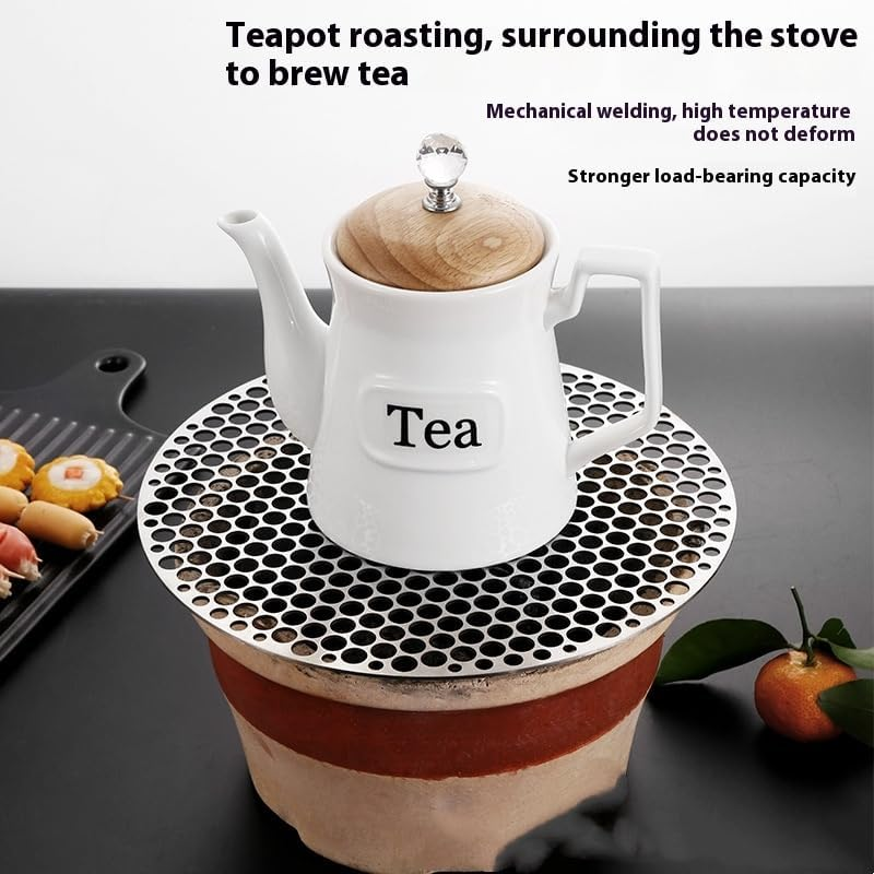 Round Grill Grates, Stainless Steel round Grill Net Steam Mesh Rack, BBQ Mat Carbon Furnace Steam Nets Barbecue Rack for Camping Outdoor Picnic (Silver-26Cm) - Black-28Cm image number 5