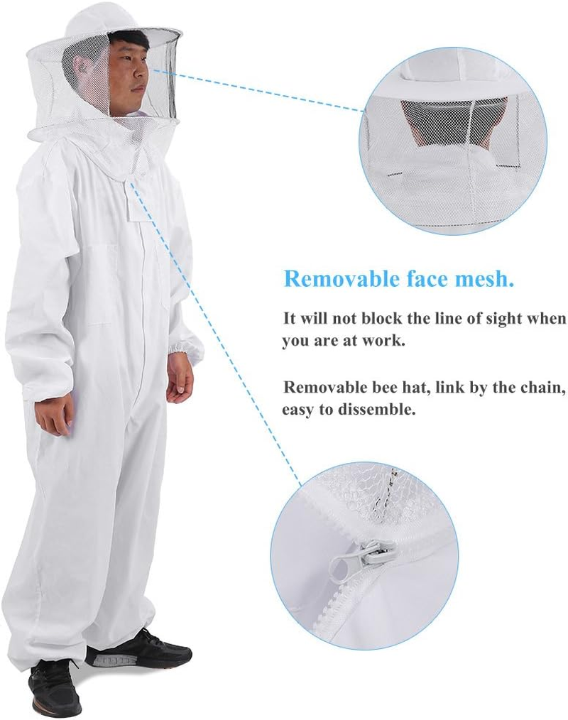 Bee Suit, Beekeeper Suit Hat, Bee Keeping Full Body, Professional Beekeeping Protective Equipment, with Veil and Pants Total Protection for Backy Ard Beginner(L) image number 4