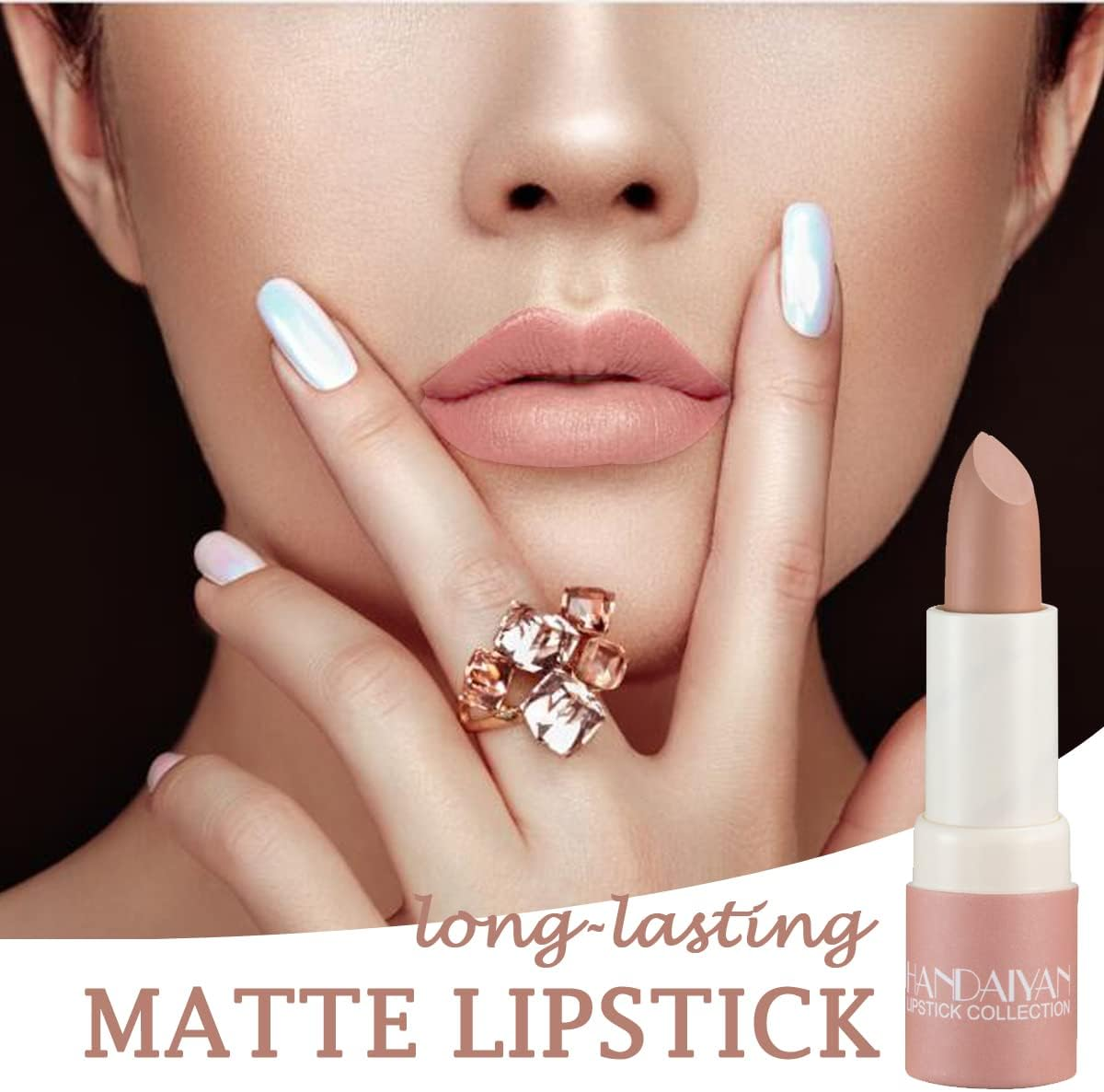 Wimode Matte Nude Lipstick,Silky Velvet Lip Gloss Waterproof Long Lasting Lipstick for Women Lip Stick Non-Stick Cup(002#)