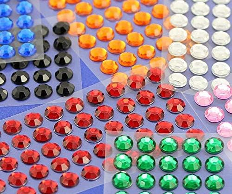 10Mm SS46 Blue Self Adhesive Acrylic Rhinestones Plastic Face Gems Stick on Body Jewels for DIY Cards and Invitations Crafts Bling Sticker - 5 Sheets - 250PCS image number 2